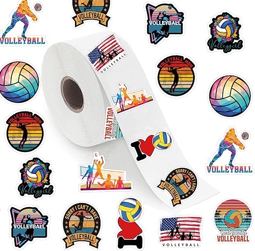 Calcomanías de voleibol (500 unidades), 10 rollos de calcomanías de estética gráfica de dibujos animados, sellos autoadhesivos para niños, niñas,