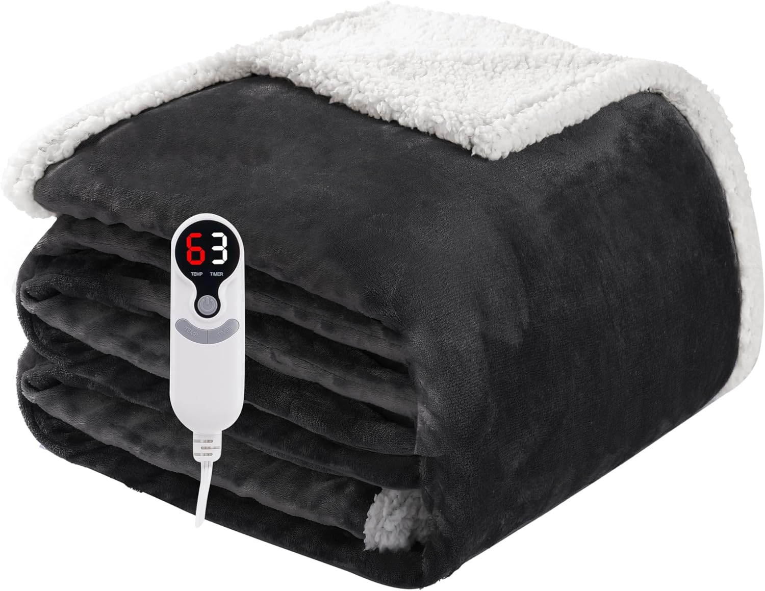 Electric Heated Blanket Full Size 72"x84", Soft Flannel with Overheat Protection, 9 Adjustable Heat Settings & 10-Hour Auto-Off Timer, Fast Heating for Winter Comfort, Dark Gray