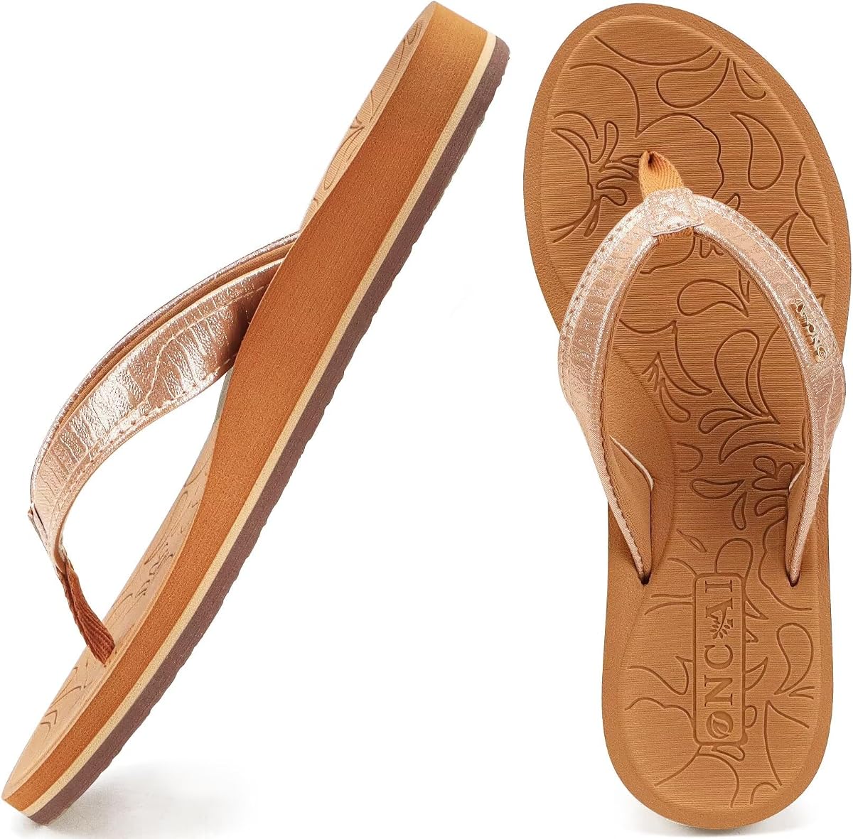 Women's Flip Flops Comfortable Summer Beach Thong Sandals for Women with Cushion Walking Arch Support Yoga Mat Indoor Outdoor Soles