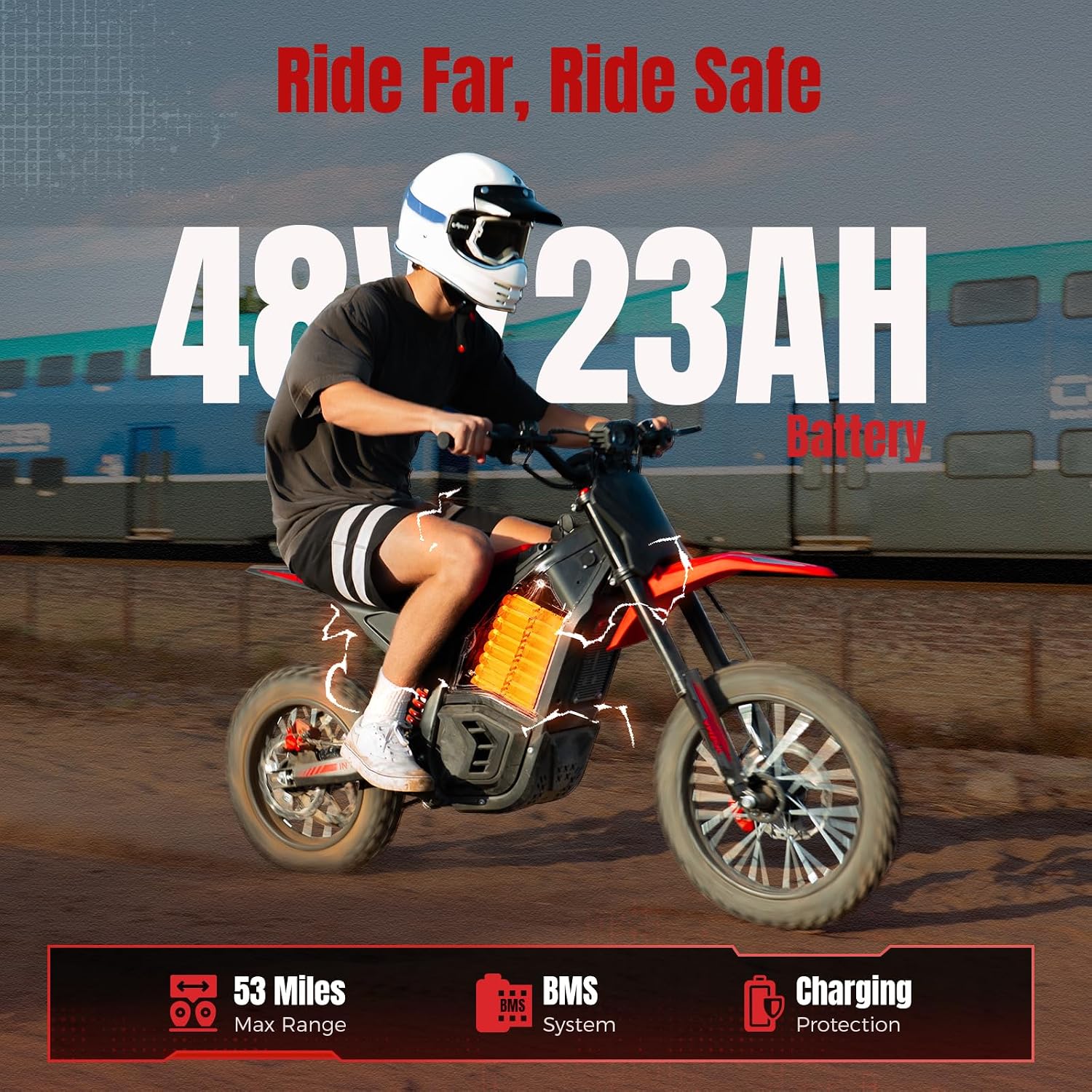 Yozma IN10 Electric Dirt Bike, 2600W 40MPH Electric-Motorcycle with 48V/23AH Battery Ebike, Full Hydraulic Brakes and Suspensions Mountain Off-Road E Dirt Bike, for Teens & Adults thumbnail