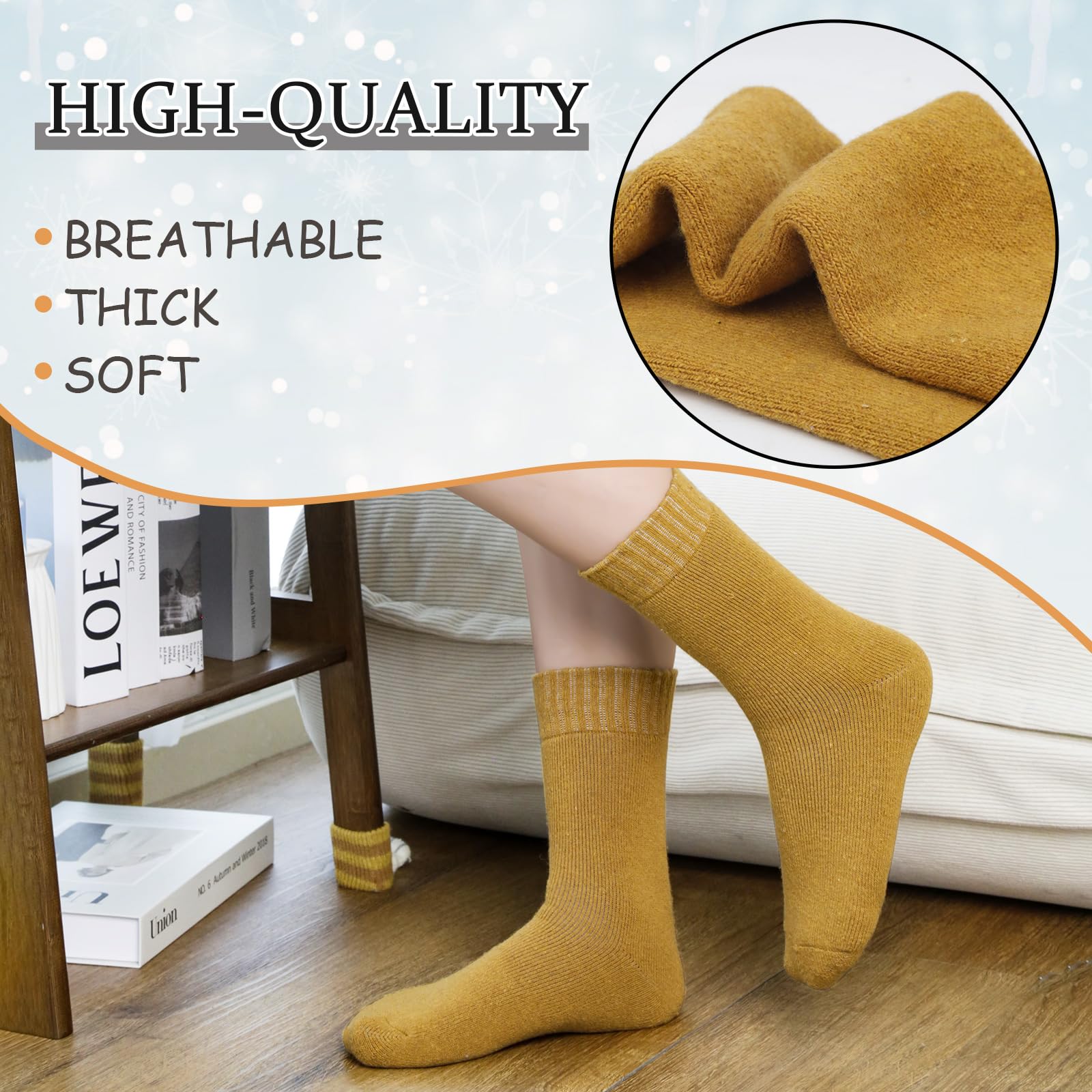 Chalier Finery 5 Paia Calze Invernali di Lana da Donna, Calzini Termiche Spesse da Donna, Calze Caldo Cotone Donna, Regalo di Natale per il Compleanno da Donna