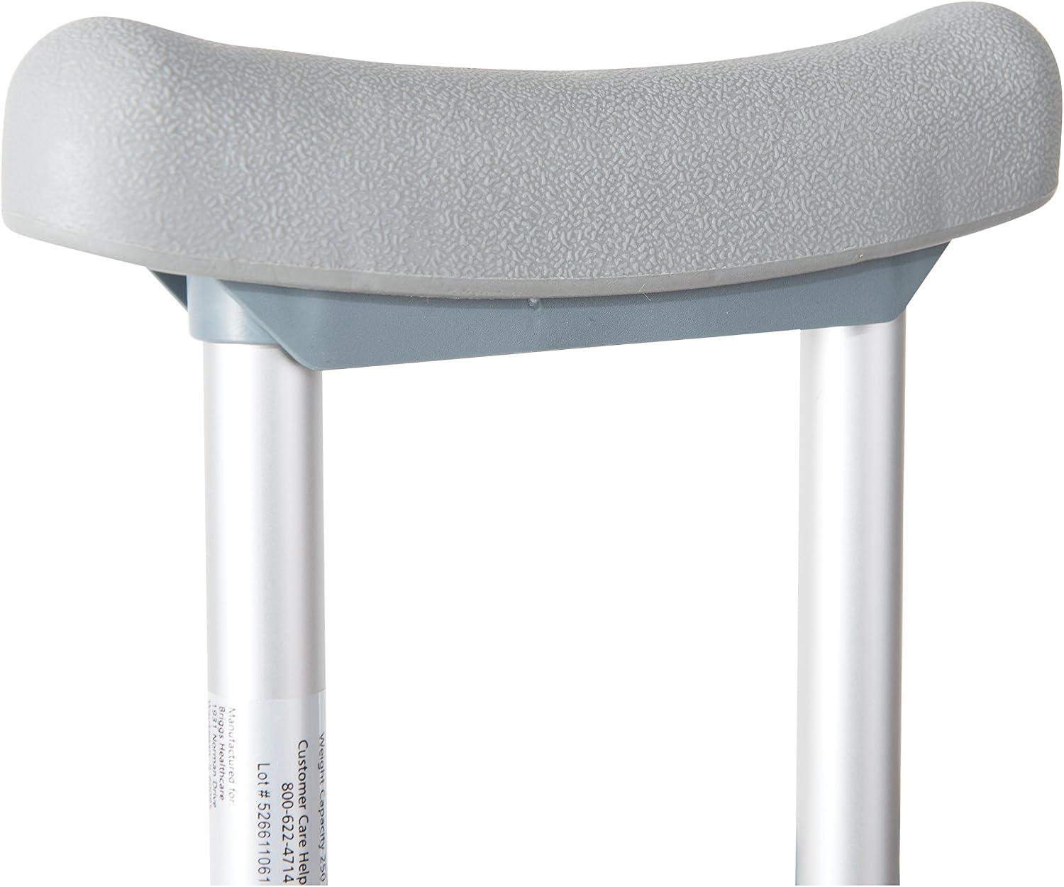 DMI Crutches, Push Button Adjustable Aluminum Crutches with Pads, Tips, and Handgrips Accessories, Adult 5 Foot 2 to 5 Foot 10, Silver and Gray, Beige, 2 Count