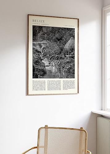 Miniatura 3 de Póster de Belice, impresión de viaje de Belice, póster de viaje Vintage Art Impresión en blanco y negro 718 Foto