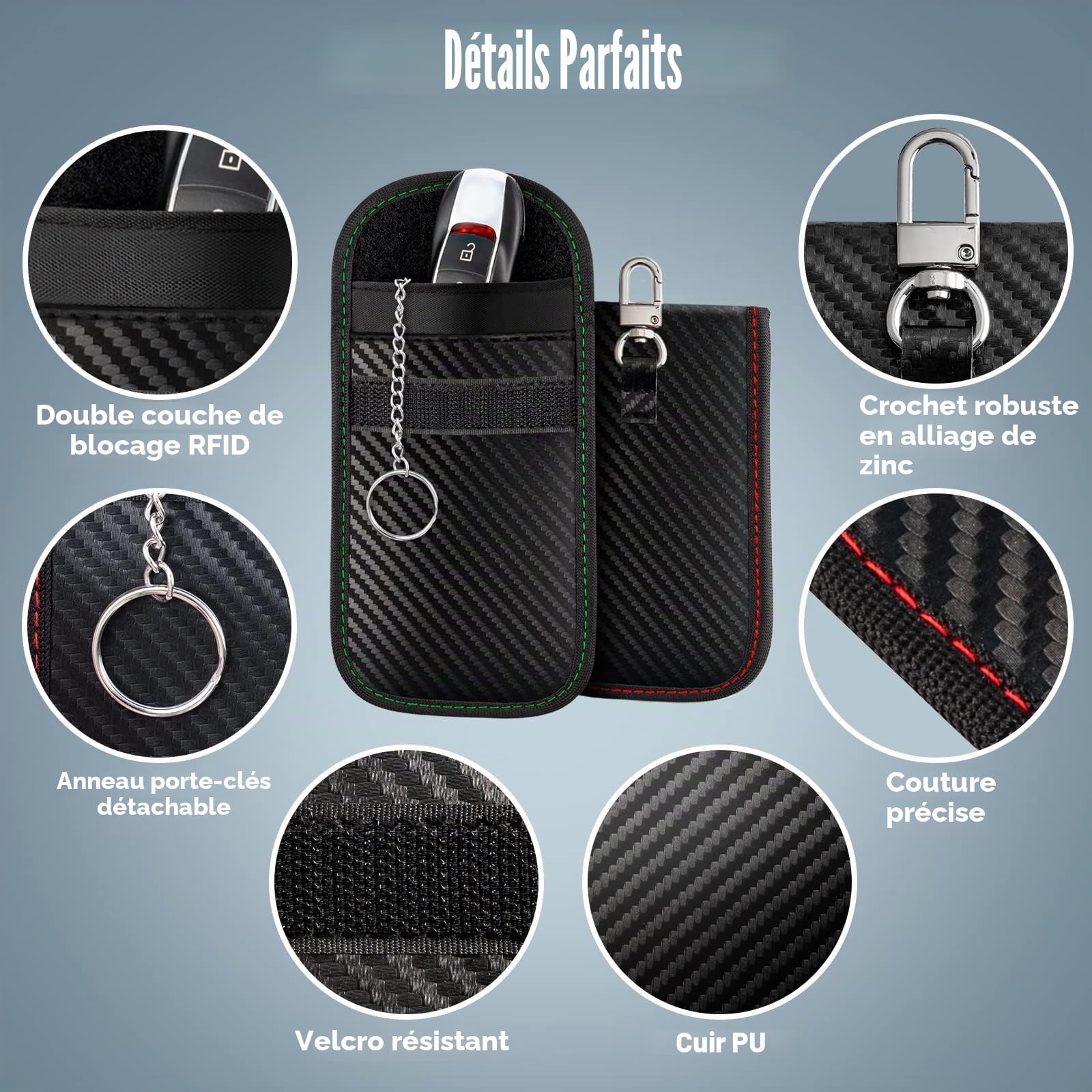 Boite Anti Rfid Clé Voiture Avec 2 PièCes Etui Anti Rfid Pochette Clef Voiture Boite Faraday Boitier Blocage Signal RFID Protection (Grande Taille 19 X 12 X 9 cm)
