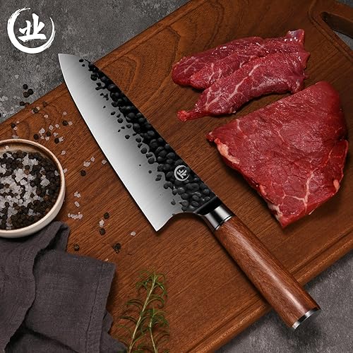 Miniatura 6 de LIFVCNT Cuchillo de chef japonés de 8 pulgadas, cuchillo de cocina Santoku afilado de acero de alto carbono, cuchillo de carnicero profesional para