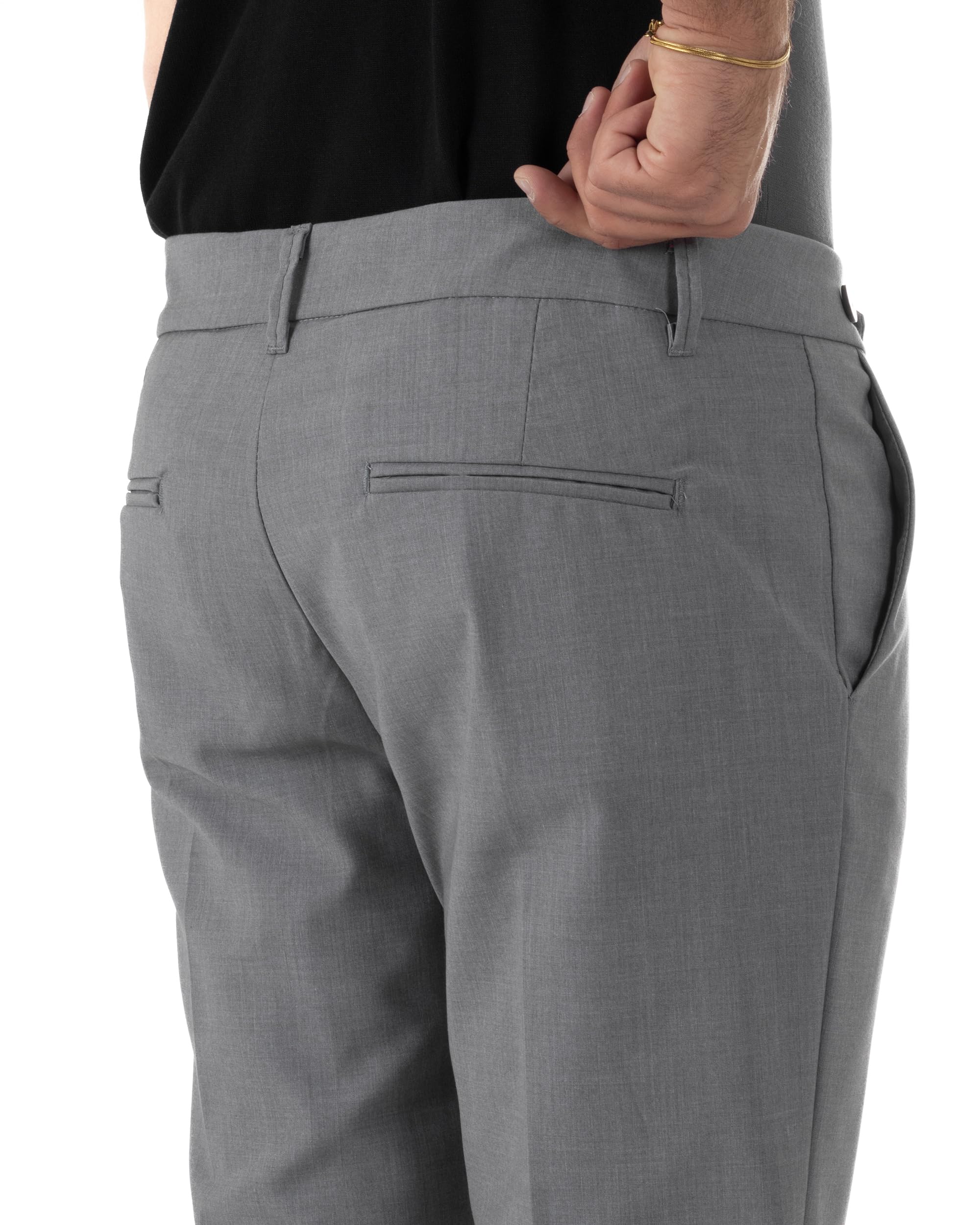 Pantaloni Uomo Viscosa Pinces Classico Abbottonatura Allungata Estivo Tinta Unita Vari Colori