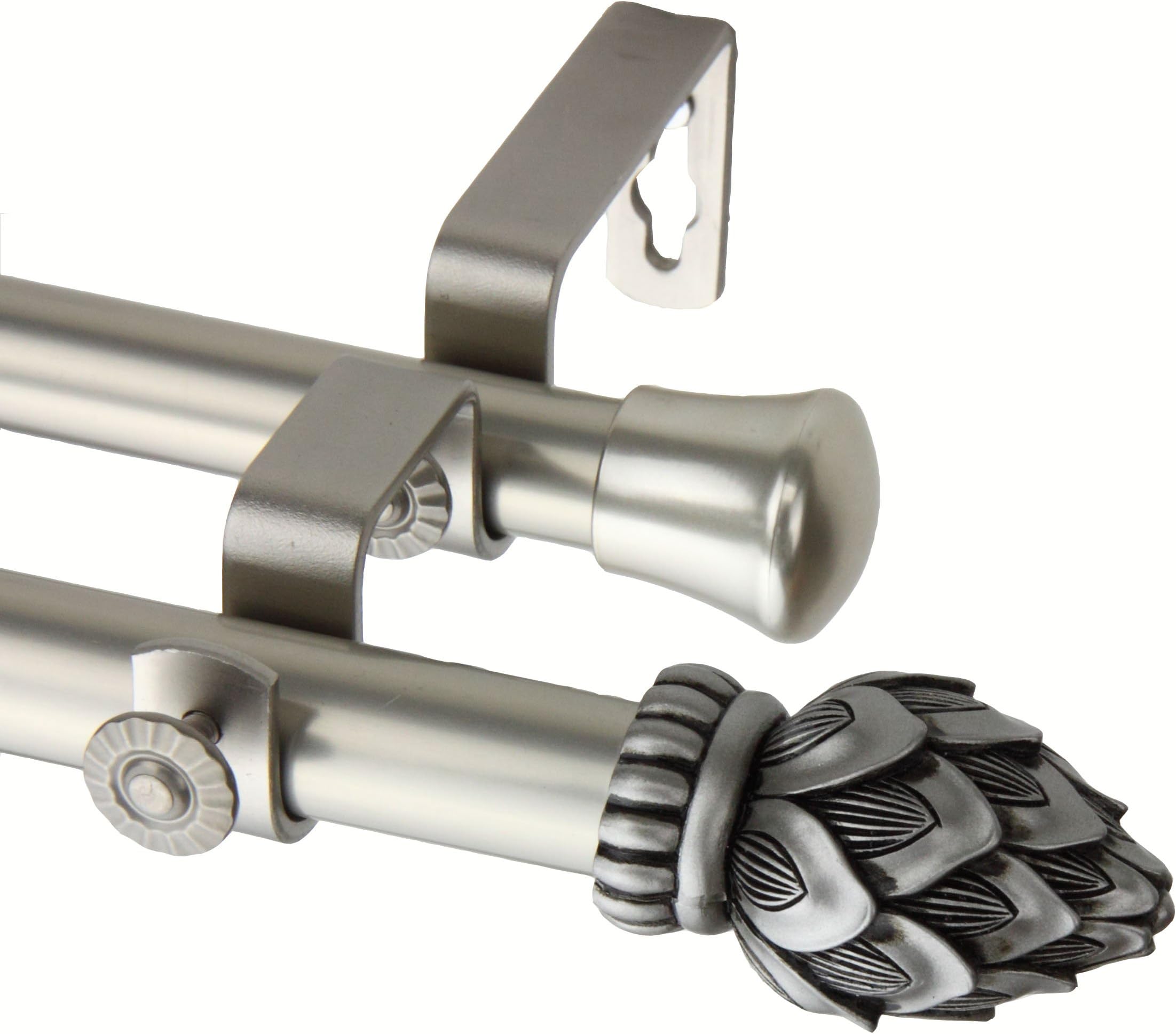 Rod Desyne Bud Double Curtain Rod, 120 by 170-Inch, Satin Nickel