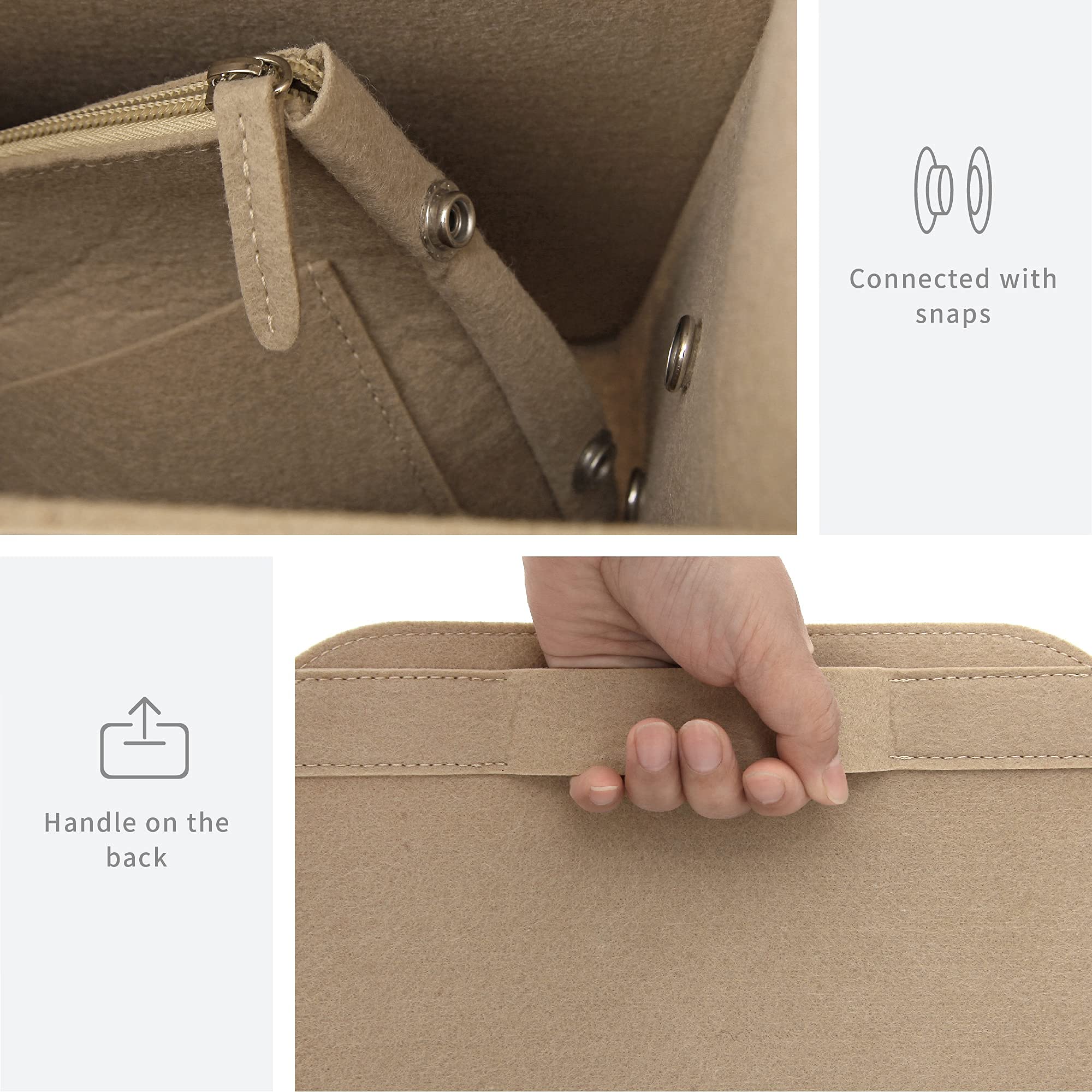 Lucky Sign - Taschenorganizer Rucksack multifunktional aus Filz für Fjällräven Classic 20L Rucksack Organizer, 28x12x40cm - Beige