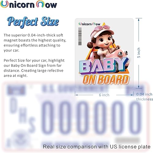 Miniatura 3 de Imán de coche de dibujos animados para bebé a bordo, 6 x 5 pulgadas, envuelto para regalo, añade seguridad y estilo, bonito diseño, reflectante,