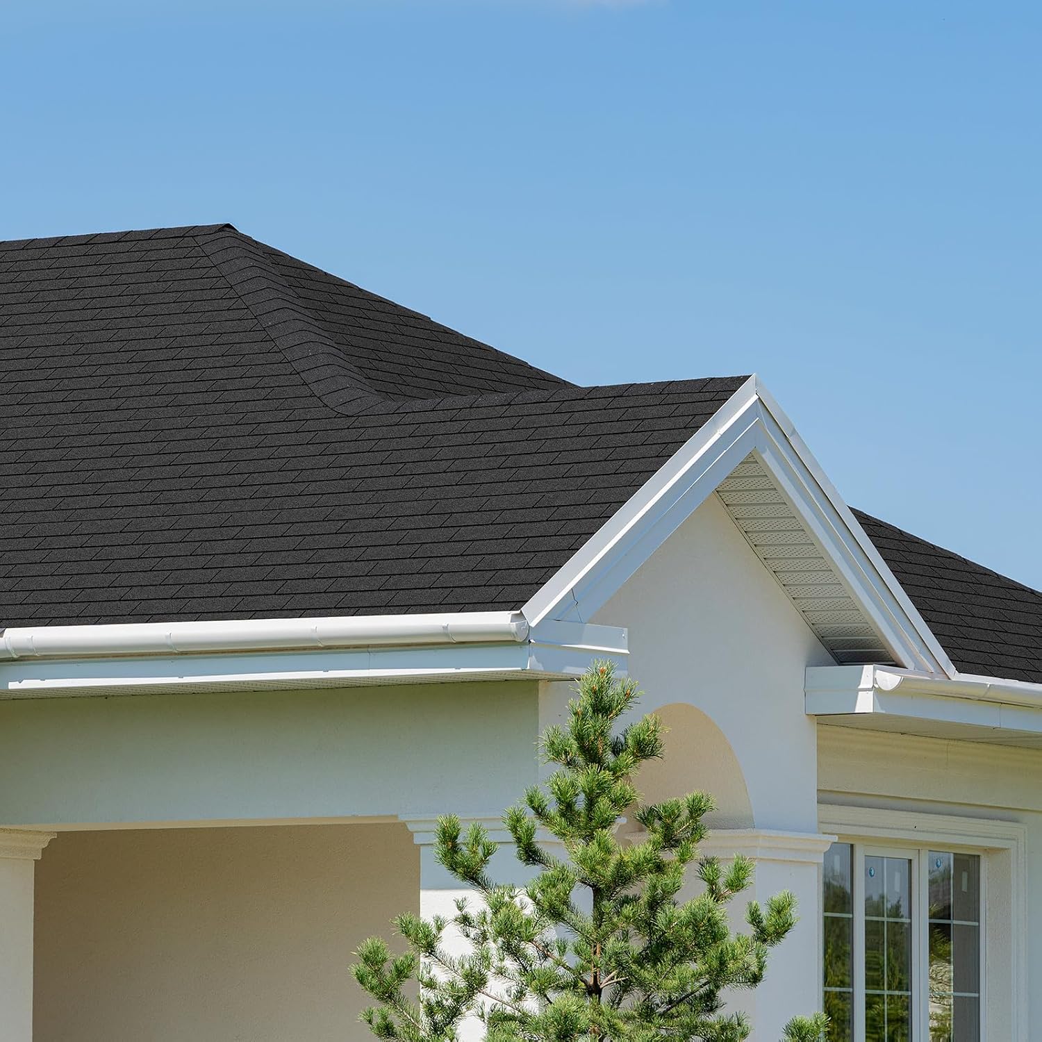 7 Pack 39'' X13'' Double Layer Asphalt Roof Shingles for Home 3-tab Roofing Shingles Tile Repairing Self Adhesive Shed Decor for Outdoor Garage Pet House Cover 10.7 Square Feet(Black)