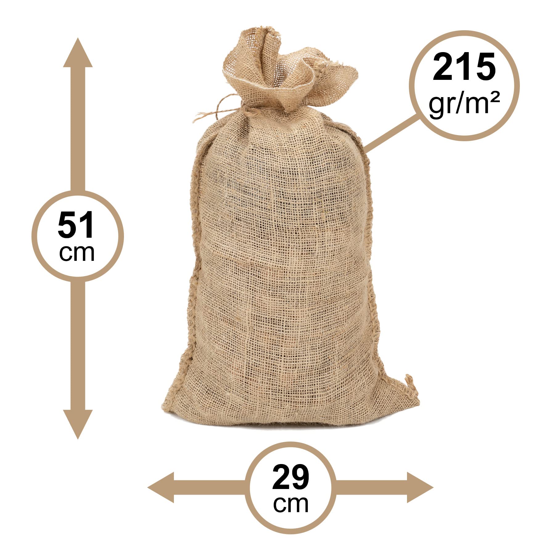 La Cordeline - Zestaw 4 worków juty 29x51 cm, 215 gr/m2, 5kg ok. ACJN110S-L4 Naturalny