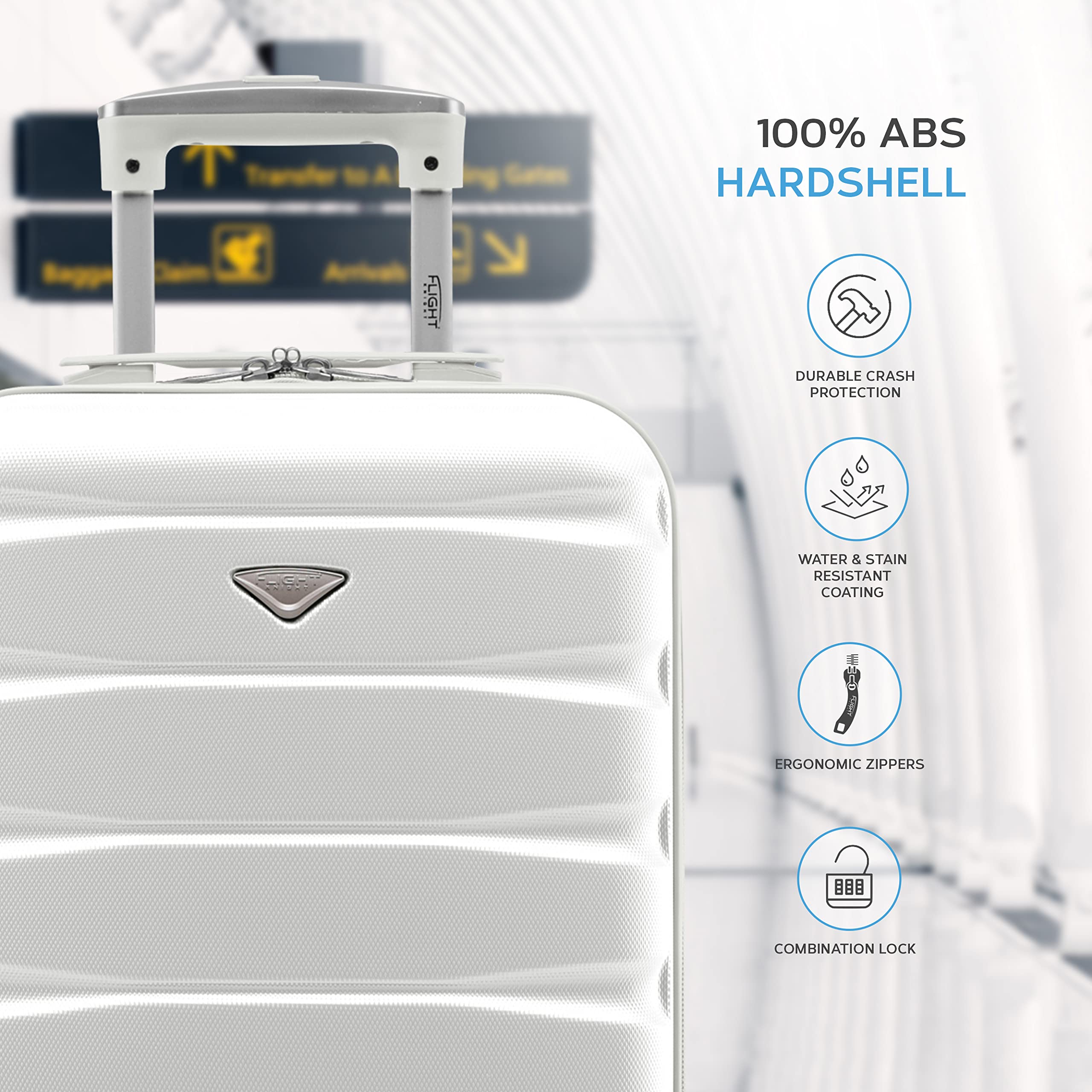 Flight Knight Cabin Suitcase 55x40x20 Ryanair Priority, EasyJet, Jet2 Lightweight Small Durable 4-Wheel Cabin Case, Carry-On for Over 60 Airlines, Hard Shell, 10kg Hand Luggage Bag (55 x 40 x 20 cm)