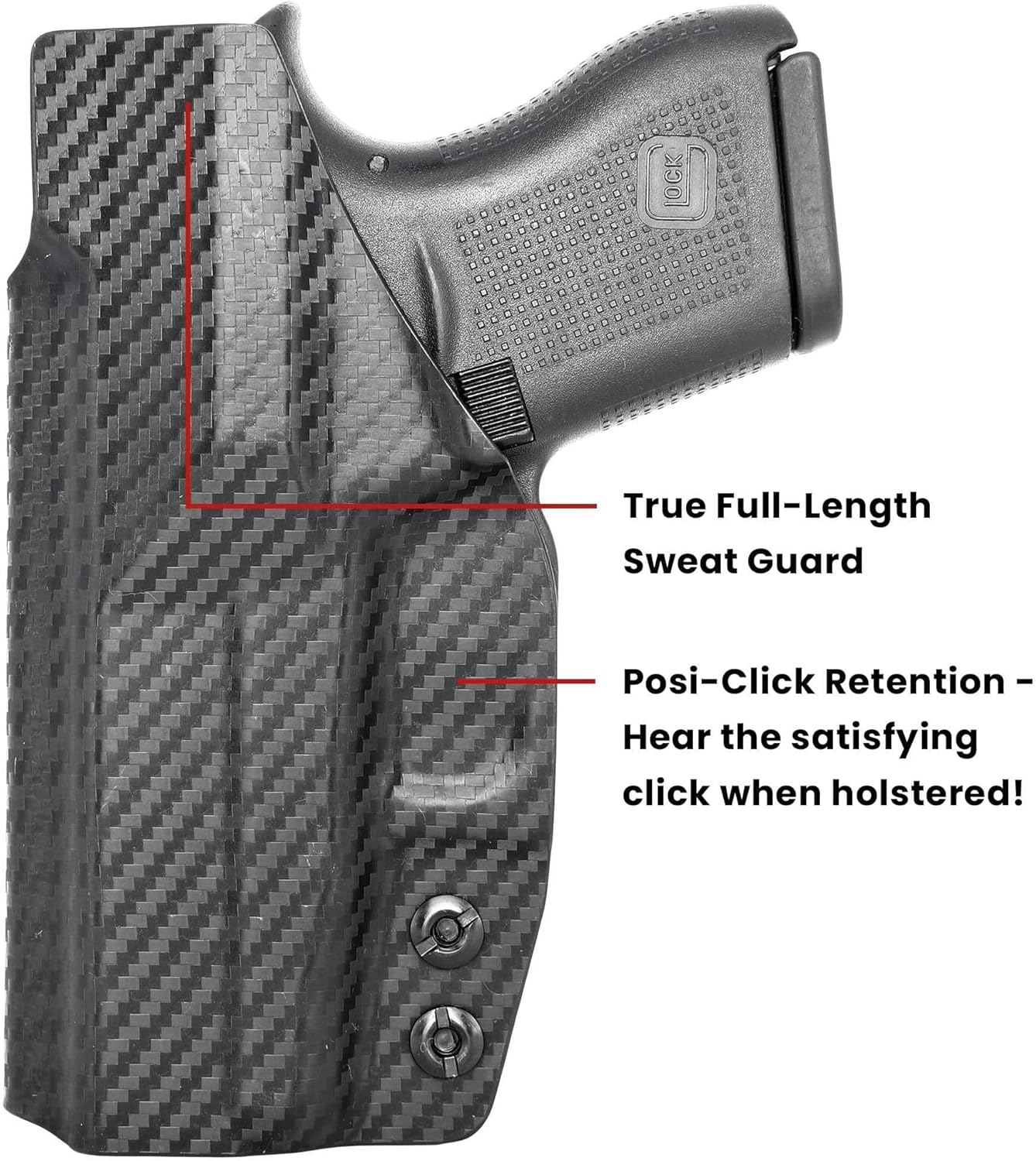 Rounded IWB Holster Fits: Sig Sauer P938 Holster - RH - Carbon Fiber Black Kydex - Concealment Express - American Made
