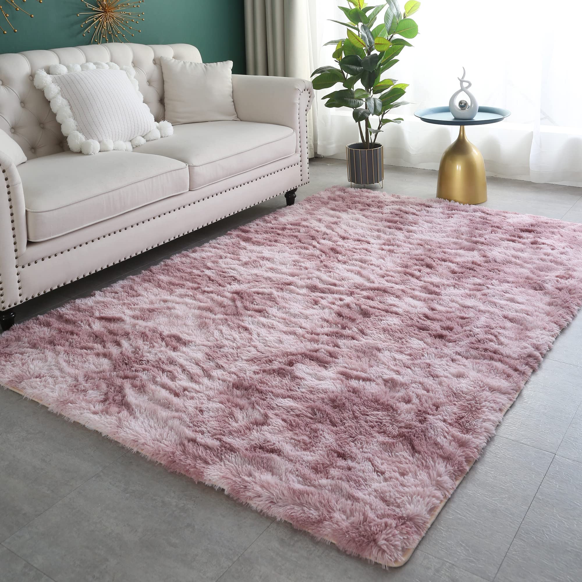 ROHATIM Alfombras Salón Grandes Pelo Largo Alfombra Habitación Dormitorio Lavables Alfombra Antideslizante Muy Suave para salón o Dormitorio, Alfombra esponjosa de Cama(Rosado Morado,200 x 300 cm)