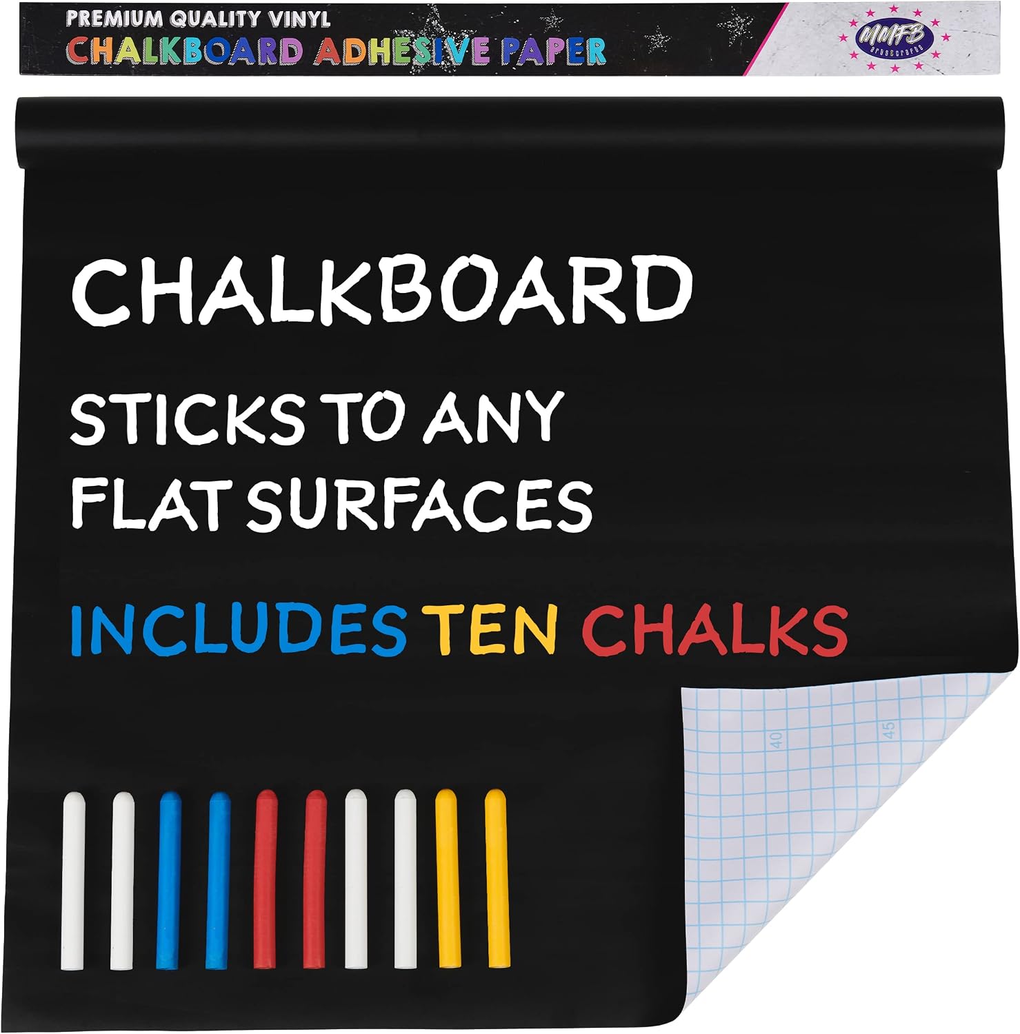 MMFB Arts & Crafts Chalkboard Wallpaper - 18 Foot, Black, Vinyl Adhesive for Classroom, Office and Home - Large, Decorative, Peel and Stick Chalk Board Roll