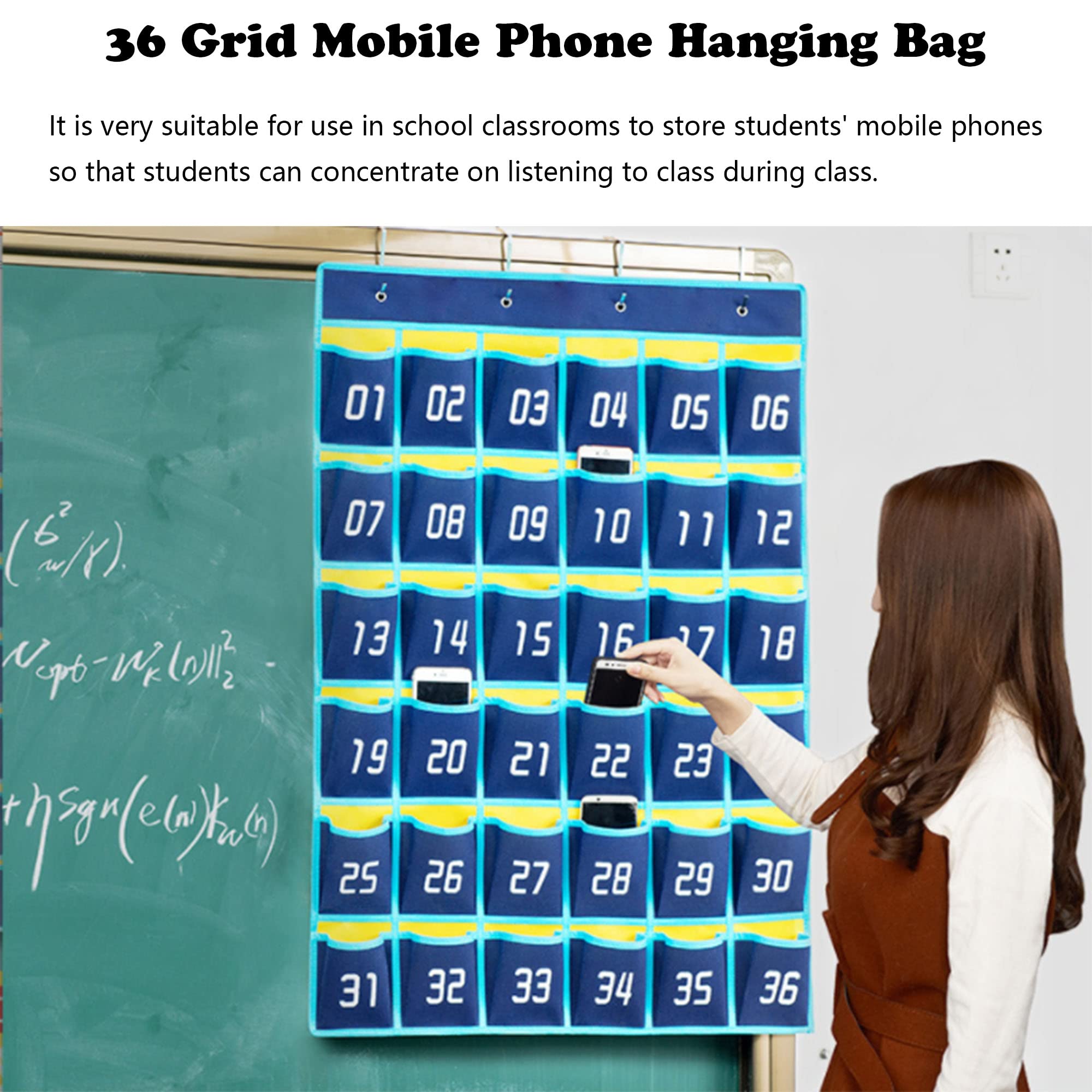 Sacchetto Immagazzinaggio Dell'Aula Telefono Cellulare Borse Parete Numerate Telefono Stoccaggio Ufficio Mobile Appeso Organizzatore Parete Supporto Multifunzionale Con 4 Ganci
