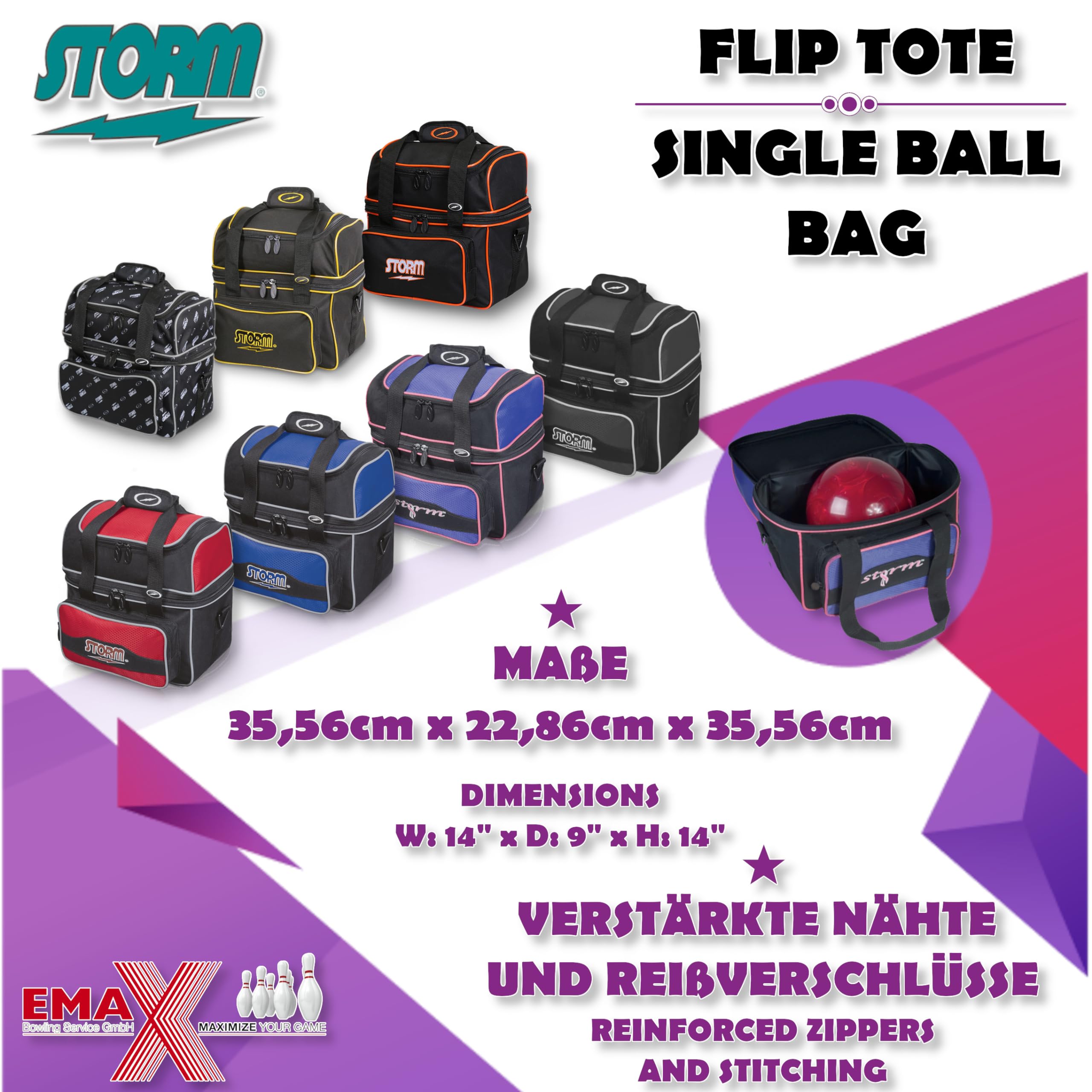 EMAX | Storm - Bolsa para bolos con compartimento para zapatos