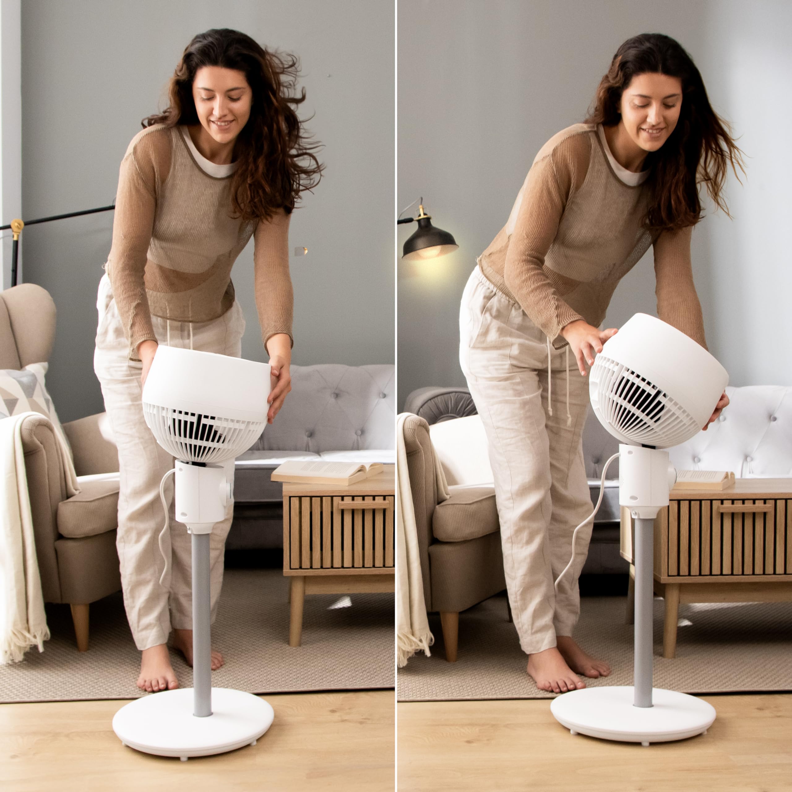 Cecotec - Ventilatore circolatore d'aria a piantana, EnergySilence 900 Cyclone. 35 W, diametro 9 pollici, oscillazione automatica, 3 velocità, inclinazione regolabile, controllo facile