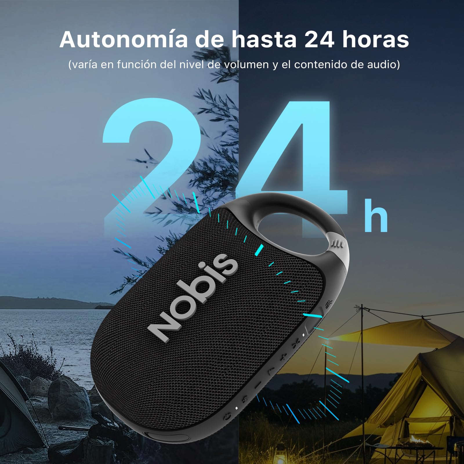 NOBIS Clip N1 Altavoz Portátil IP68 Resistente | Bluetooth 5.3, 24h de autonomía, impermeable y resistente al polvo – perfecto para ducha, piscina, camping y viajes