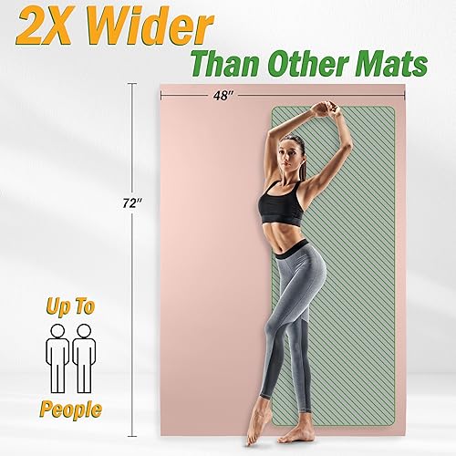 Miniatura 6 de Large Yoga Mat - 6x4 Wide Exercise Mat - 8mm Thick Non-Slip Workout Mat