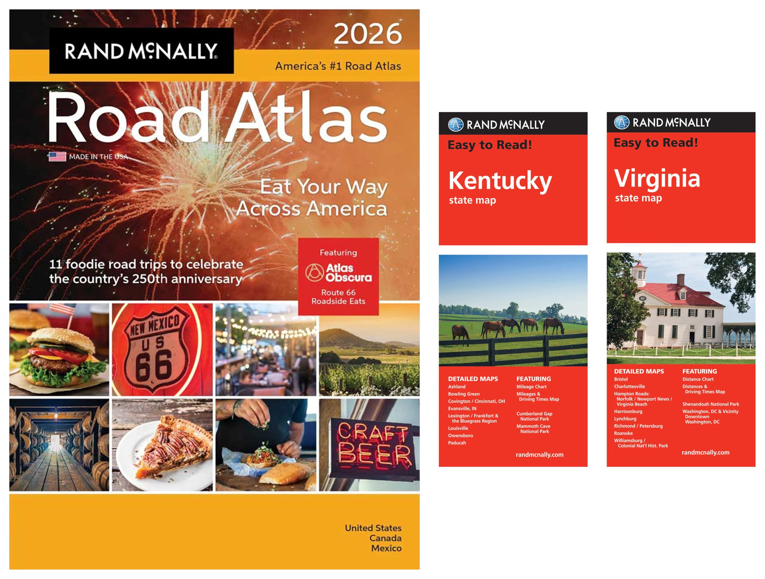 2026 Road Atlas with Easy to Read Kentucky & Virginia State Maps