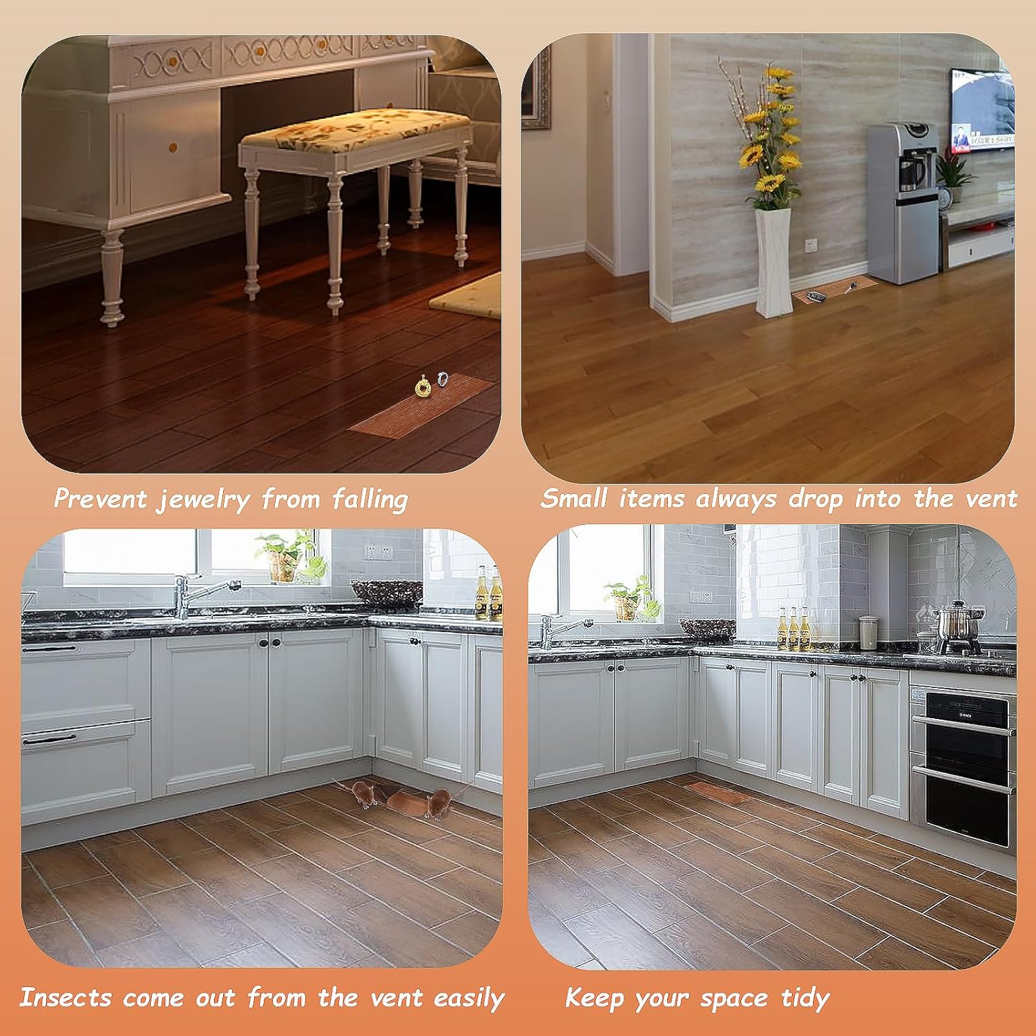 Magnetic Vent Covers(6-Pack), Pocket for Complete Seal, Strongest 5.5" X 12'' Vent Covers for Home Floor Standard Air Registers, Wall/Ceiling Vent Cover Home and RV, HVAC (Wood Grain Air Vent Covers)