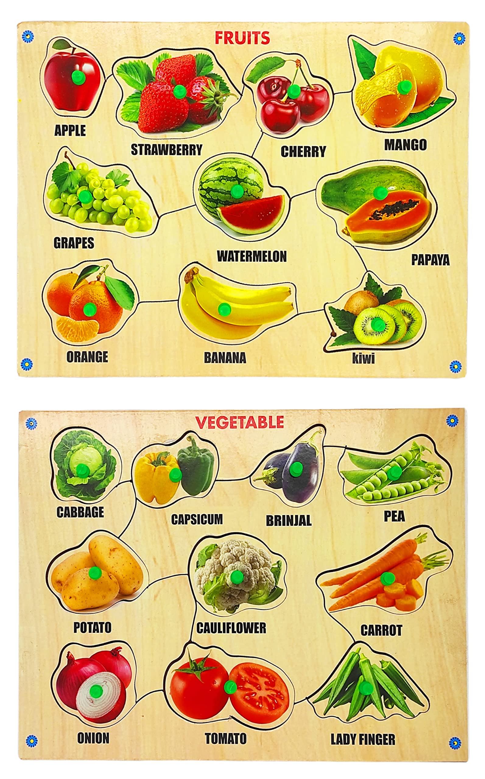 JOHNNIE BOY Combo of Wooden Fruits and Vegetable Montessori Educational Pre-School Puzzle Board Toy for Boys and Girls| Perfect Birthday Return Gift for Kids|Pack of 2 (B0BQC6GSCN) Amazon Price History, Amazon Price Tracker