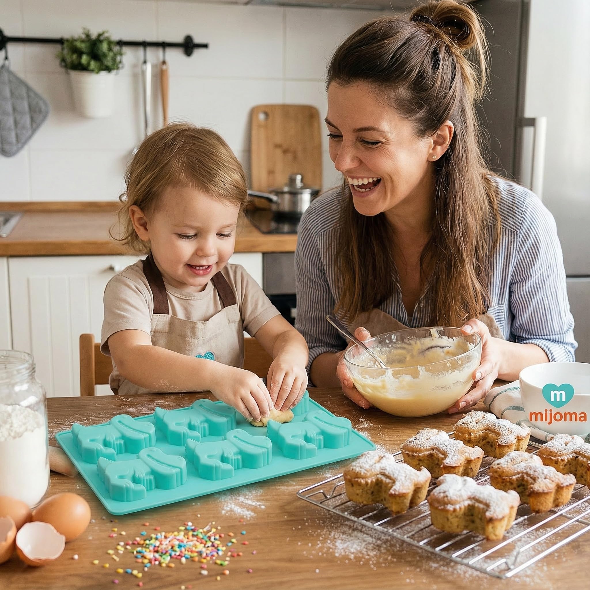 MIJOMA Forma do muffinek dla dzieci – silikonowa forma do pieczenia z motywem zwierzęcym – nie zawiera BPA i nadaje się do kontaktu z żywnością – 6 zagłębień – nadaje się do wielokrotnego użytku