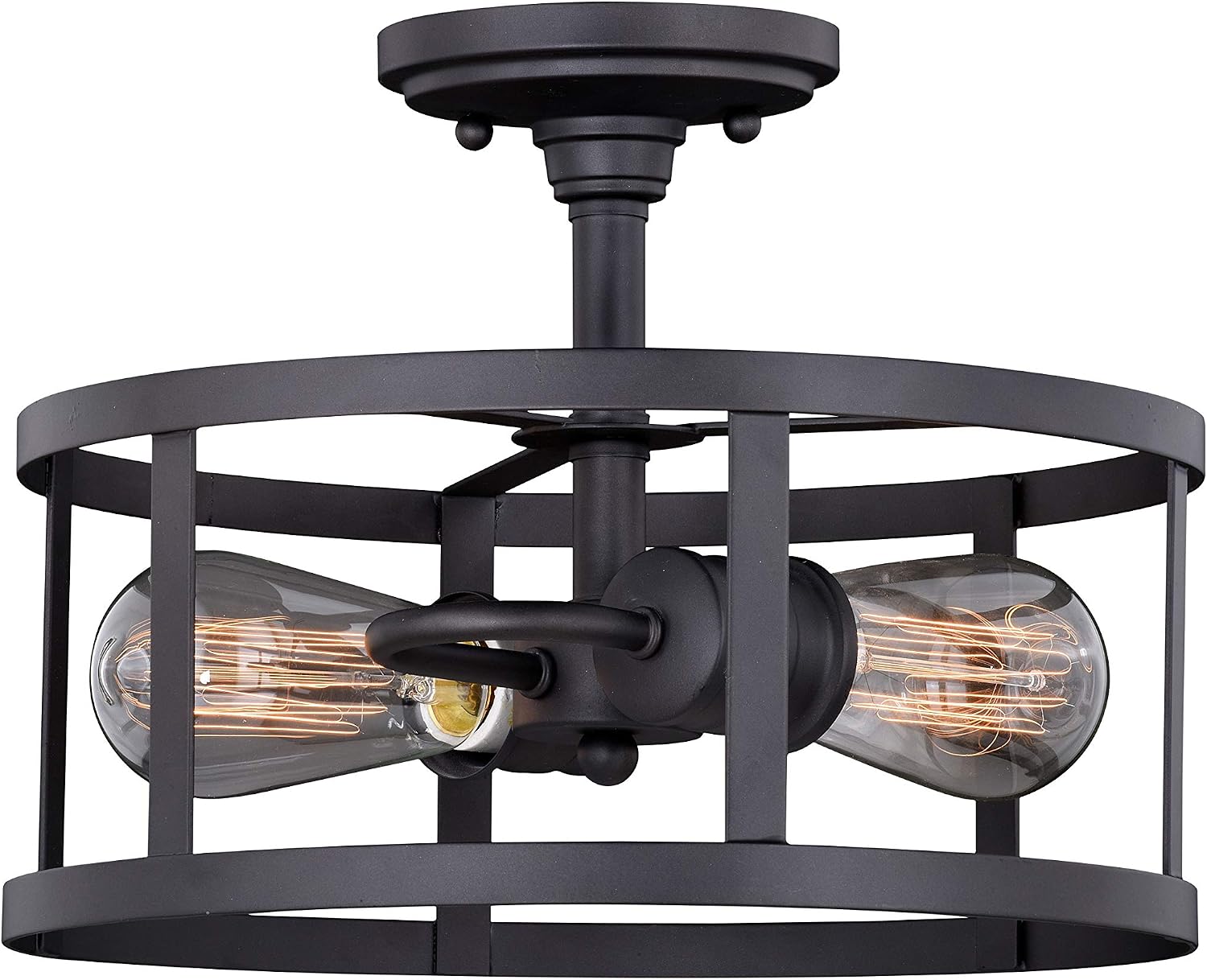 VAXCEL Akron 12-in W Bronze Farmhouse Cage Semi Flush Mount Ceiling Light