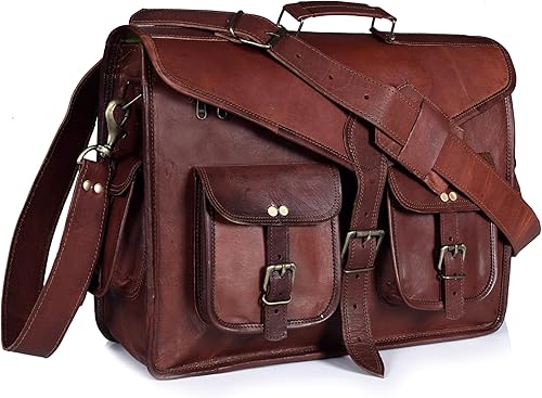 Bolsa de mensajero para laptop de 17.5 pulgadas, bolsa de hombro de lona vintage, bolsas de computadora duraderas, maletines de negocios, bolsa de