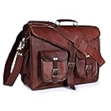 DHK Laptop Messenger Bag 17.6 Inch, Tocode Water Resistant Vintage Canvas Leather Shoulder Bag, Durable Computer Bags Business Briefcases Satchel Bag Work Bags for Men and Women, Coffee (brown)