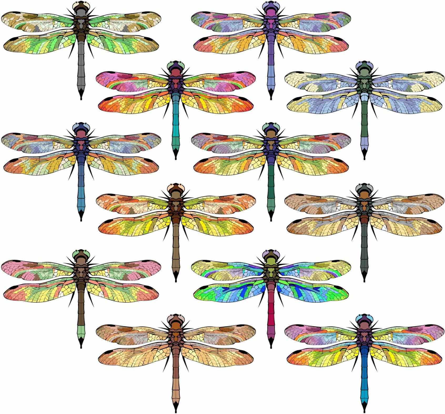12 Piece Dragonfly Window Cling Decal Set for Bird Safety and Glass Collisions. Preventing Birds Strike. Anti Collision Sticker Home Decor. Decorative Dragonflies. Made in America.
