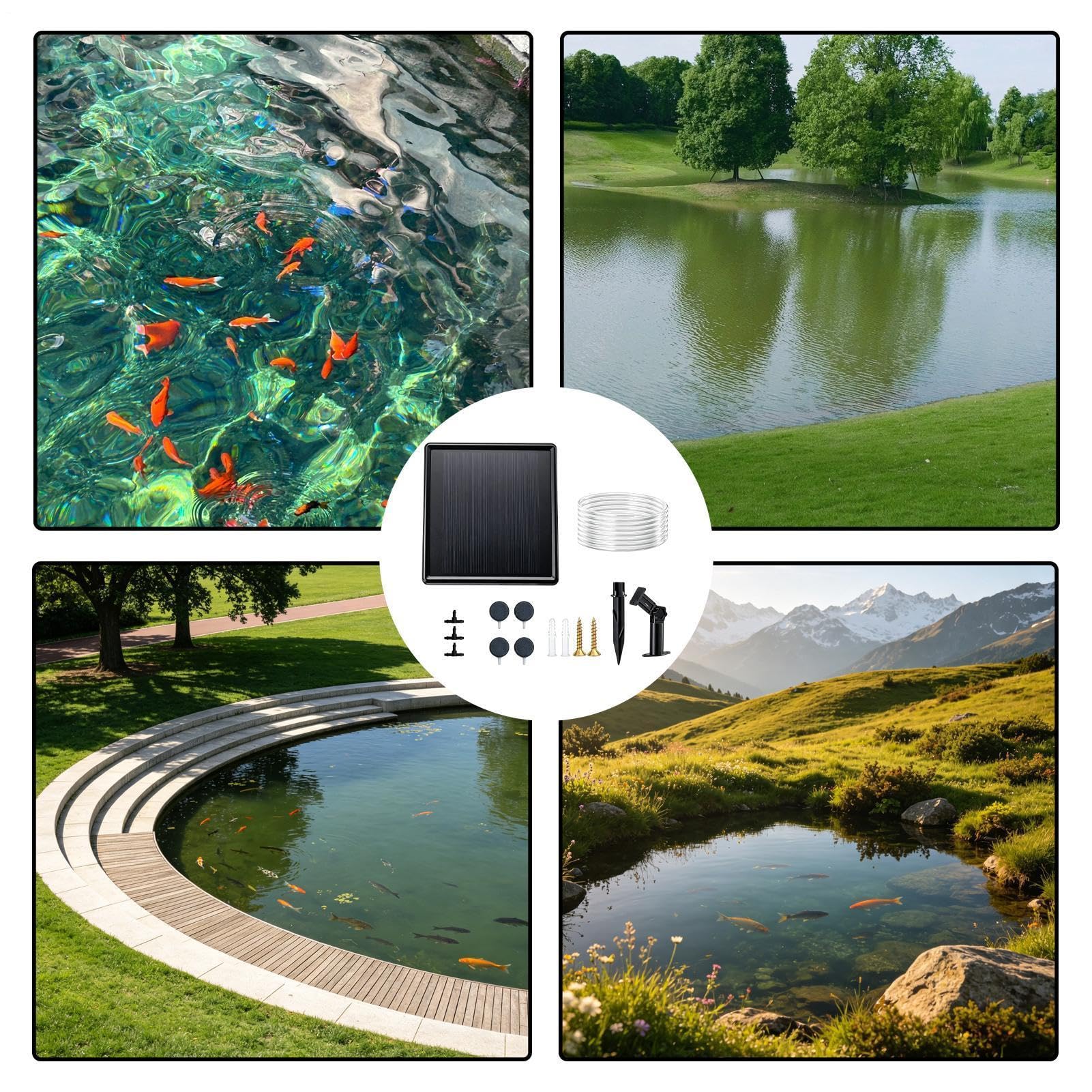 Solarbetriebener Teichbelüfter – wiederaufladbare Teichluftpumpe | Tragbare Solar-Luftpumpe für Teiche, Aquarien, Aquarien und Hydrokultur-Systeme