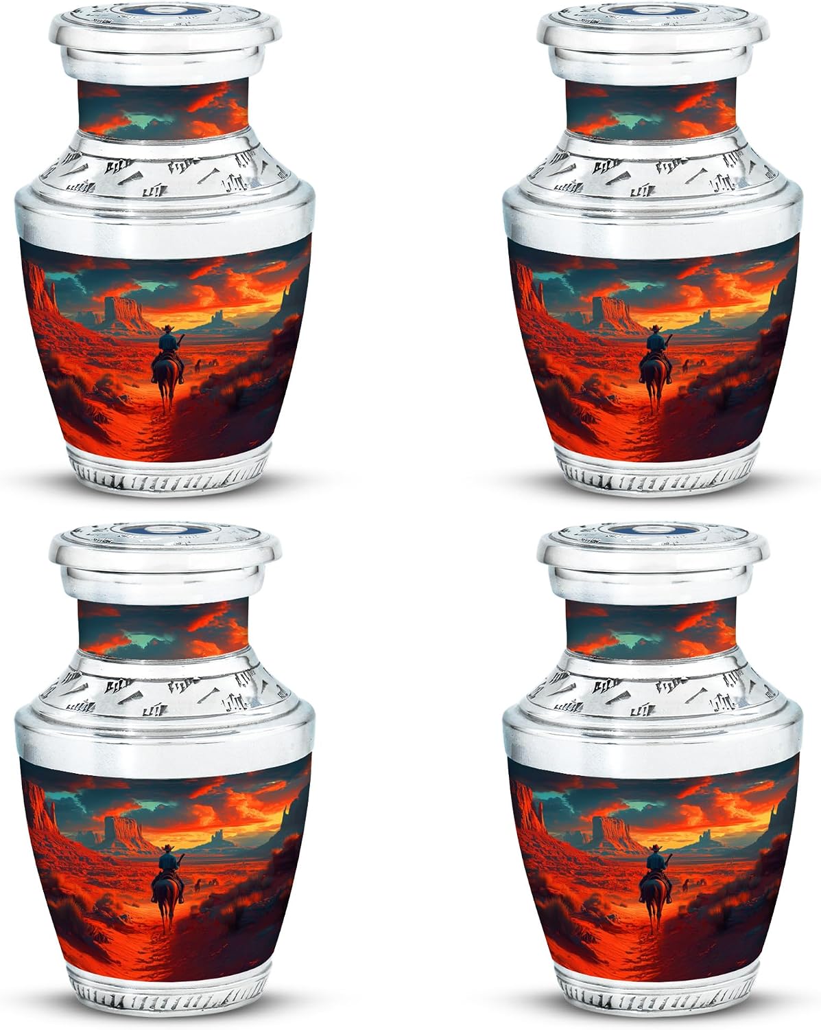 Cowboy Cremation Urn - Small Urns For Human Ashes Keepsake - Large Urns For Human Ashes Adult Male - Urn For Ashes For Women - Burial Urn For Adult Human Ashes- Cremation Urn (Combo - 10" & 3", 2 Pcs)