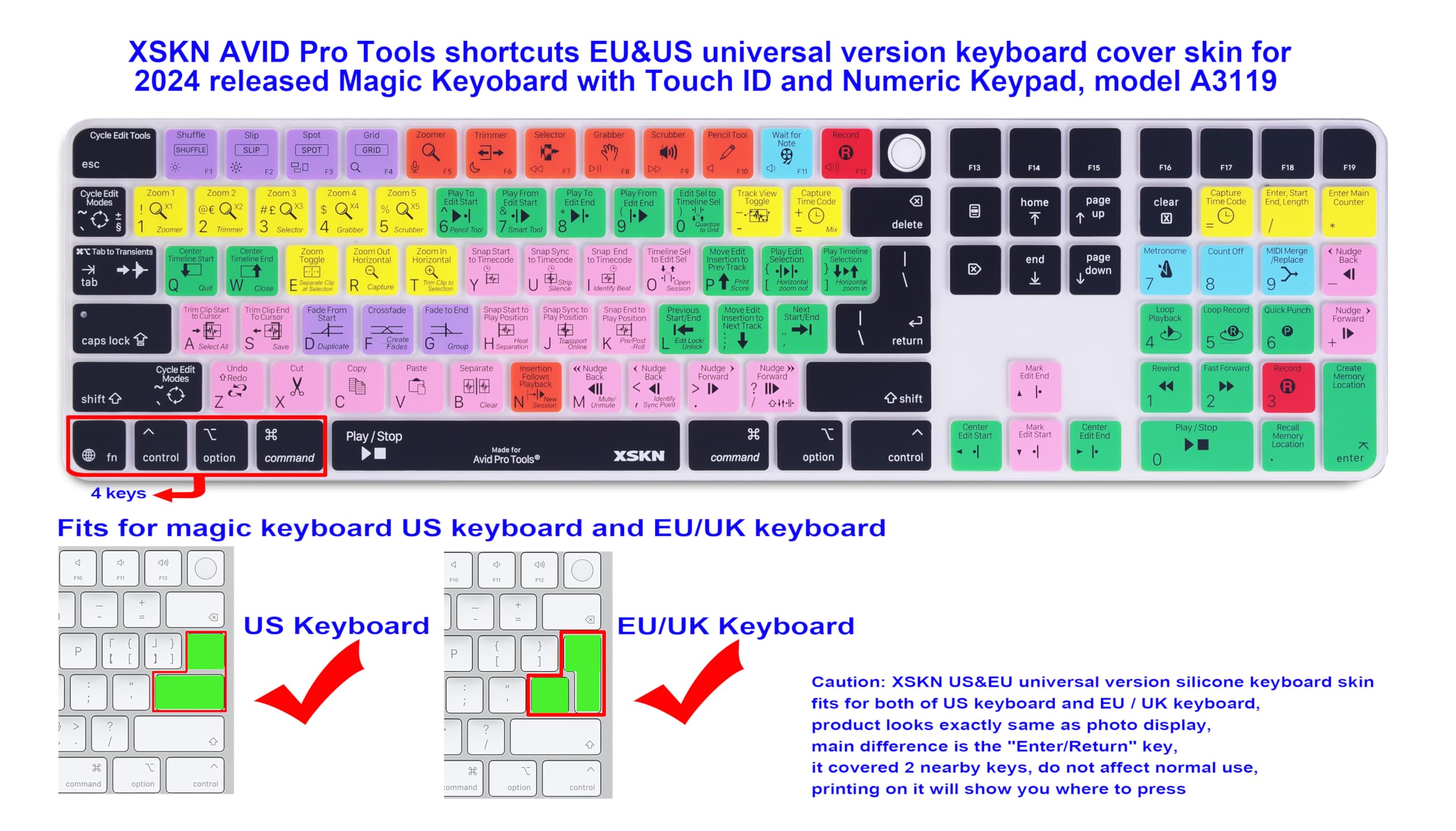 Amazon.co.jp: XSKN Avid Pro Tools ショートカット キーボードカバー