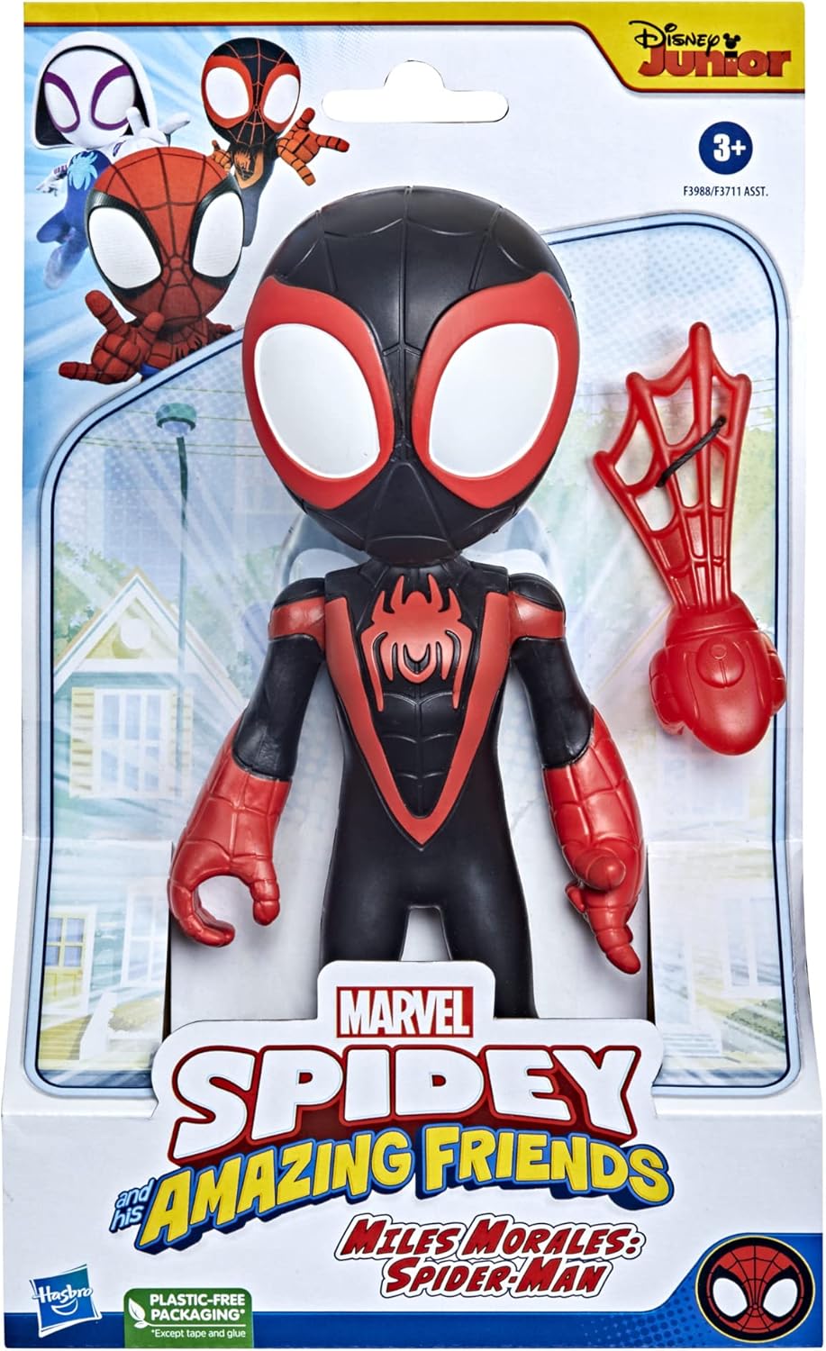 Spidey and His Amazing Friends 9-inch Supersized Miles Morales: Spider-Man Action Figure with Poseable Head and Arms, Web Accessory, for Kids Ages 3 and Up - Image 2