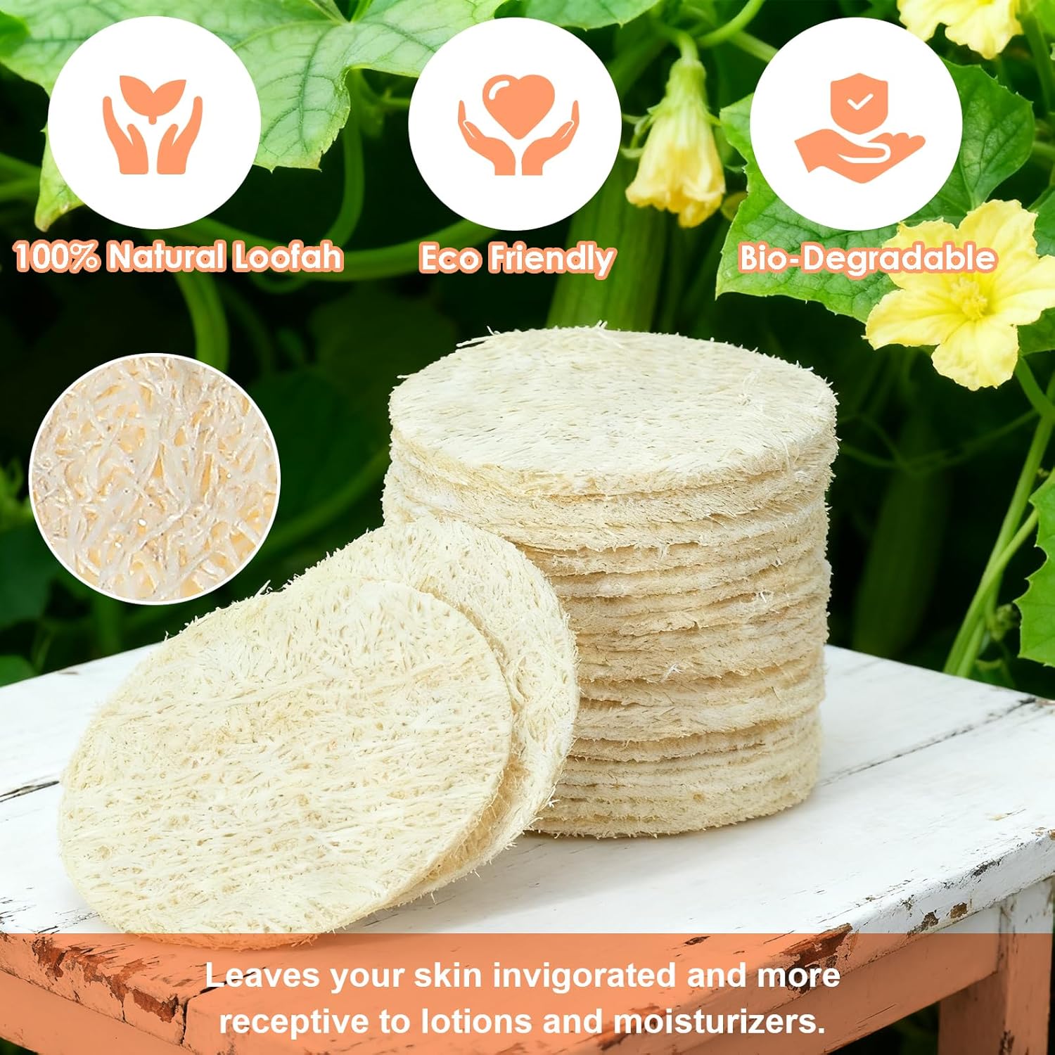 30 Pcs Natural Loofah Sponge Pads, 2.36 Inch Exfoliating Body Facial Scrub Pads for Makeup & Dead Skin Masks Removal Washing Face, Exfoliator Scrub Brush for Men Women Bath Shower Spa - Image 6