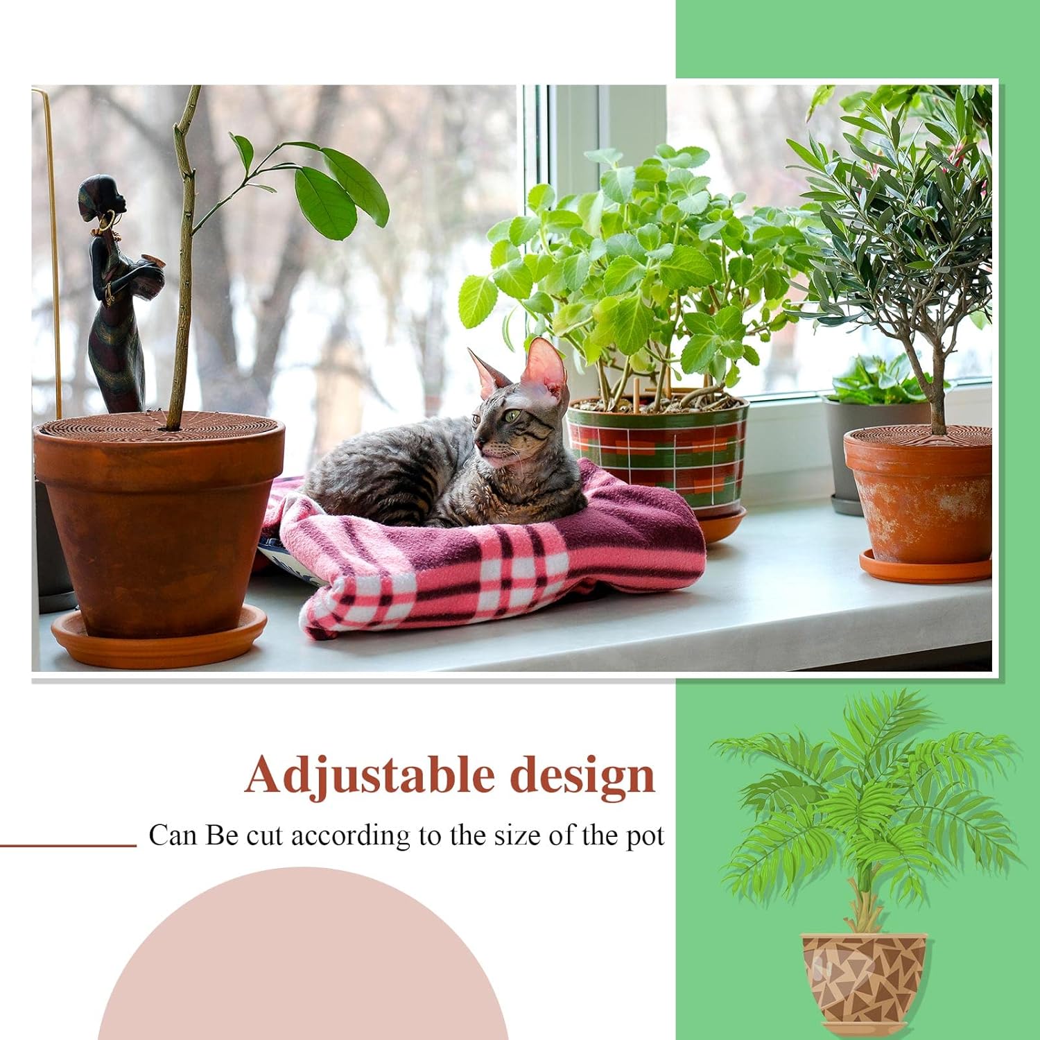 Sawysine 3 Pcs Plant Pot Cover Plant Protector from Animal Flower Pot Grid with Center Cutout Flower Cover Soil Protectors(Coffee,20.5 in)