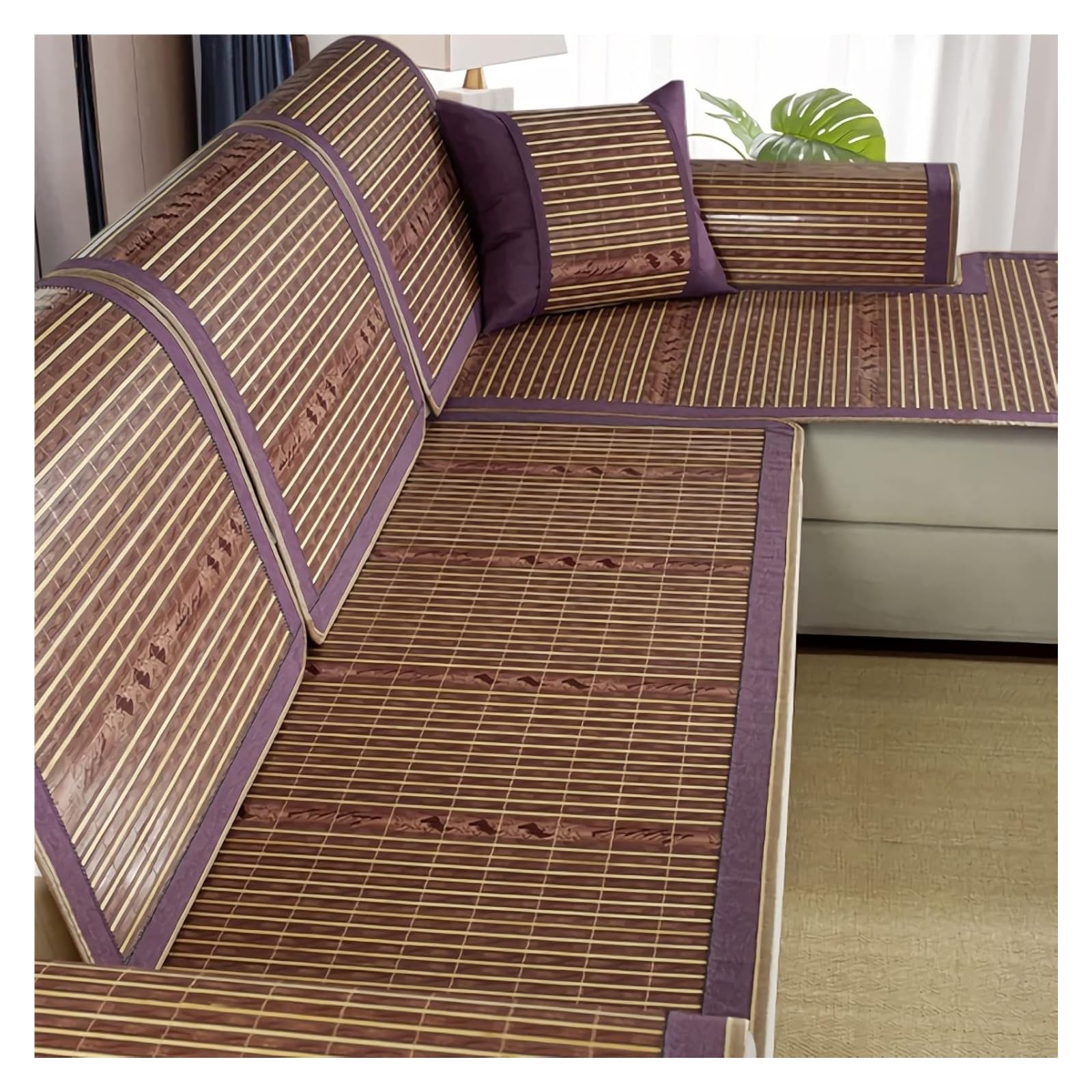 QCKNKMGG Cooling Bamboo Sofa Mat, Cooling Bamboo Sofa Mat Non Slip Multicolor 60-80x160-210cm(I,80 * 210cm)