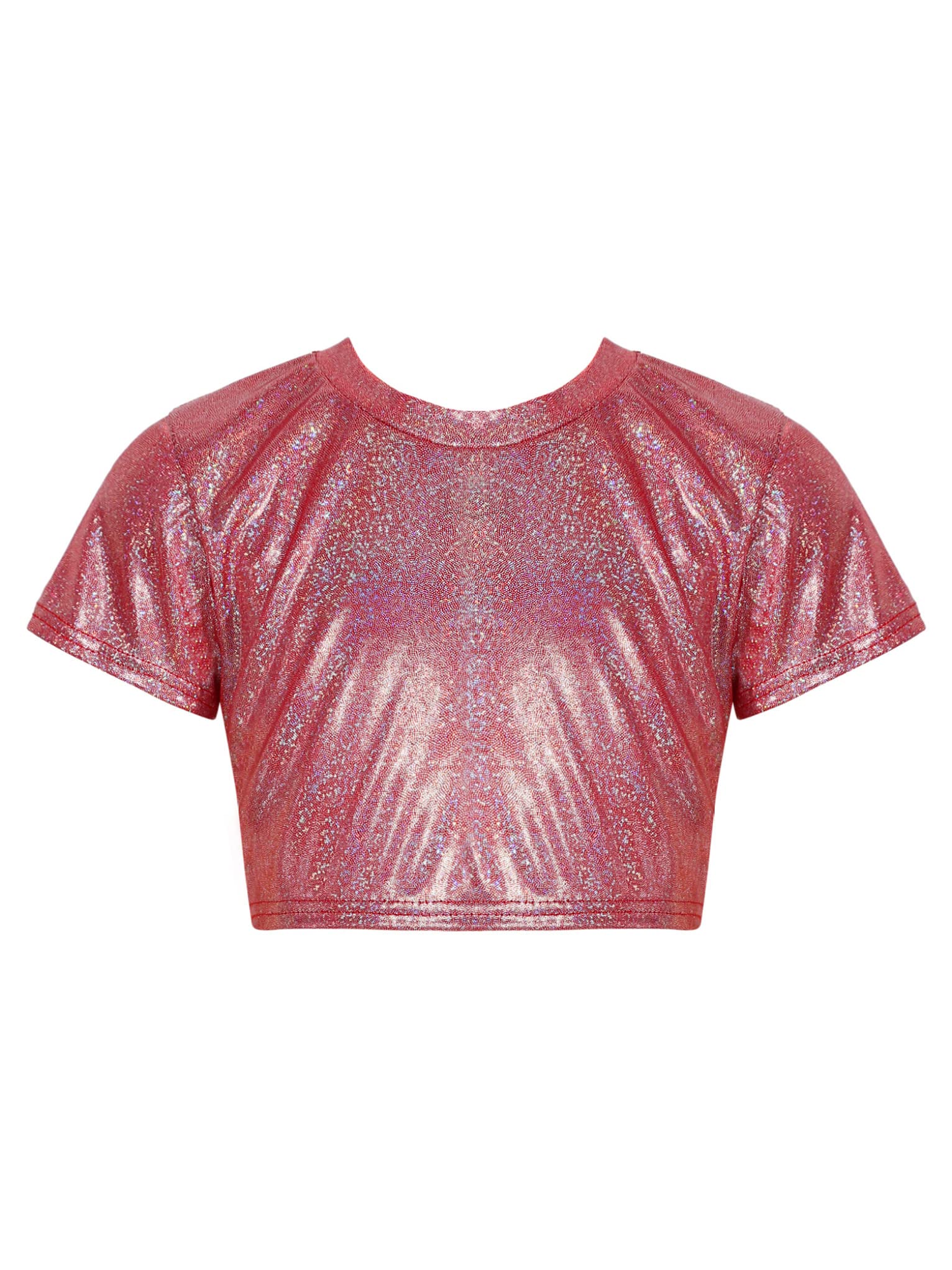 Mufeng Kids Boys Girls Shiny Metallic Crop Tank Top Jazz Hip Hop Dance Costumes Club Party Music Festival Dance Wear Metallic F 9-10 Years