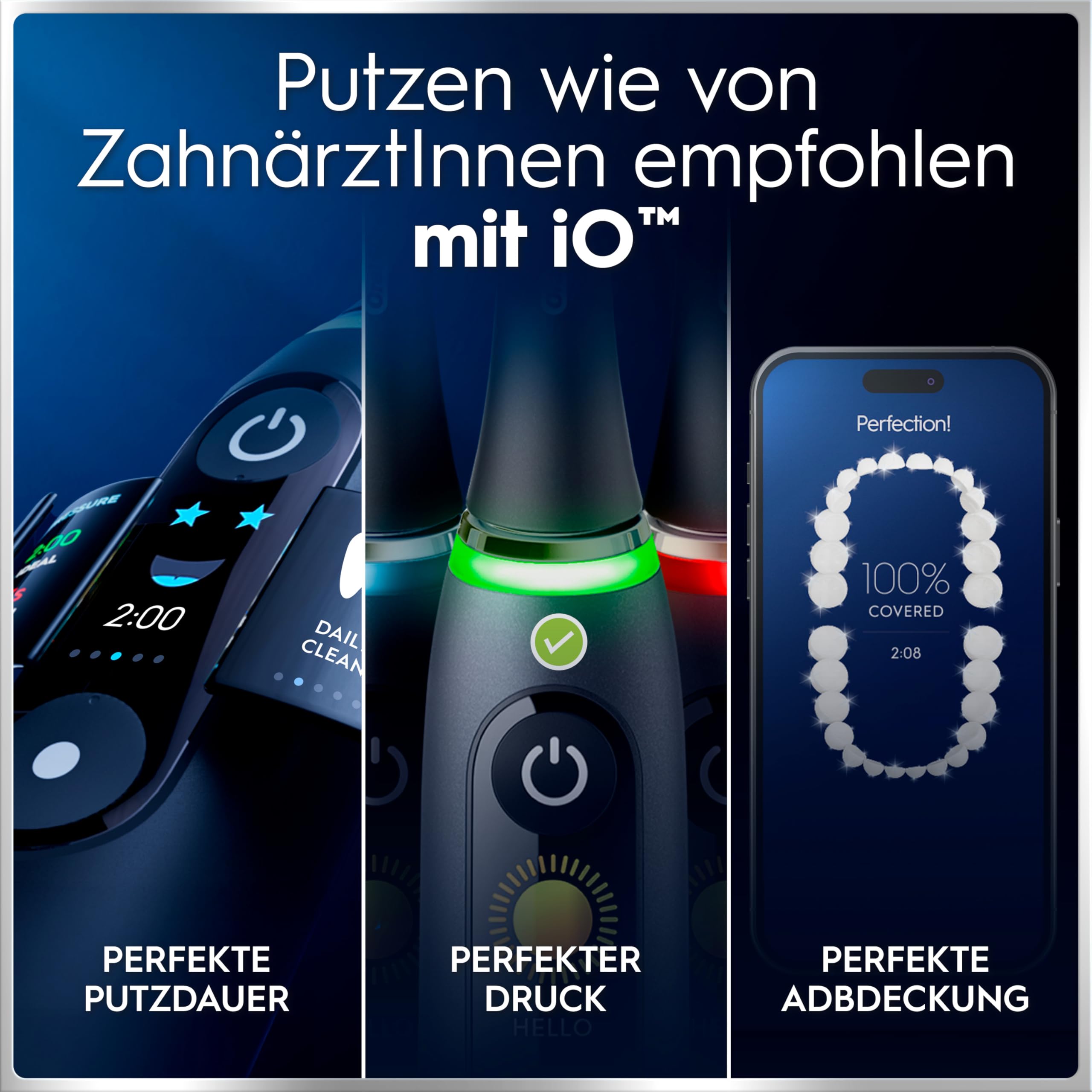 Oral-B iO Series 6 Elektrische Zahnbürste Schwarz PLUS Ausgewählte Original Oral-B iO Aufsteckbürsten Schwarz 7x