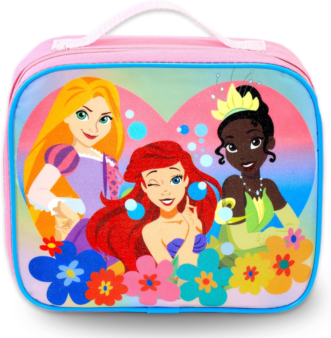 Disney Princess Backpack with Lunch Box Set - Bundle with Backpack & Lunch Bag Featuring Ariel, Cinderella, Snow White, Moana, More Plus Stickers, Water Bottle | Disney Princess School Bag for Girls
