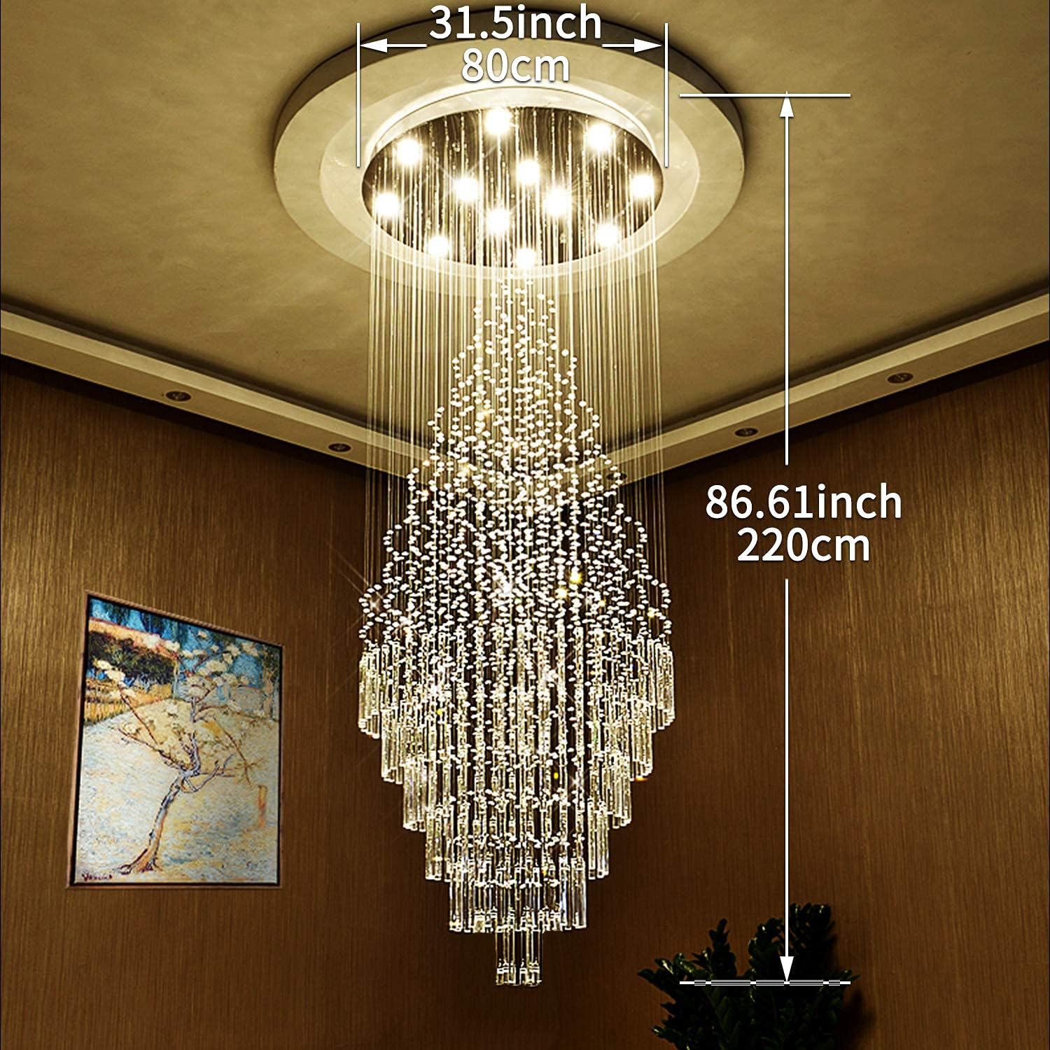 Tор Rаtеd Luxury Large Foyer Chandelier, Modern 12-Lights Crystal Round Raindrop Chandelier Flush Mount Ceiling Light Fixture Chrome Lighting Chandelier for Ceiling, Entryway, Staircase Chandelier of CRYSTOP 50% оƒƒ Dіѕсоunt Luxury Large Foyer Chandelier, Modern 12-Lights Crystal Round Raindrop Chandelier Flush Mount Ceiling Light Fixture Chrome Lighting Chandelier for Ceiling, Entryway, Staircase Chandelier of CRYSTOP