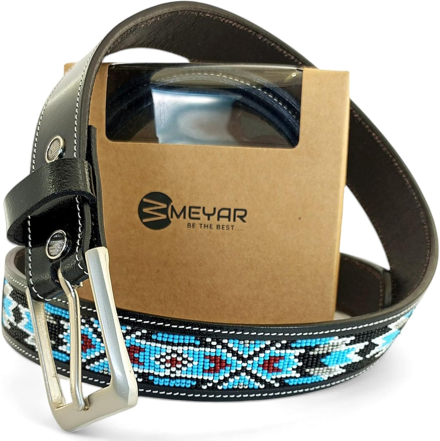 Genuine Leather Hand Crafted Unisex Western Beaded Belt | Bead Belts for Women | Men Beaded Belt