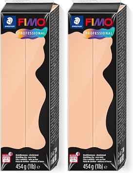 STAEDTLER 8041-435 FIMO Professional Oven-Hardening Polymer Modelling Clay - Cameo 1 x 454g Block Pack of 2