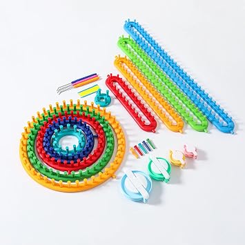 Frola Knitting Loom Craft Kit - 6 Round Knitting and 4 Long Knitting Include Hook Needle, Pompom Maker for Crochet, Hat, Scarf