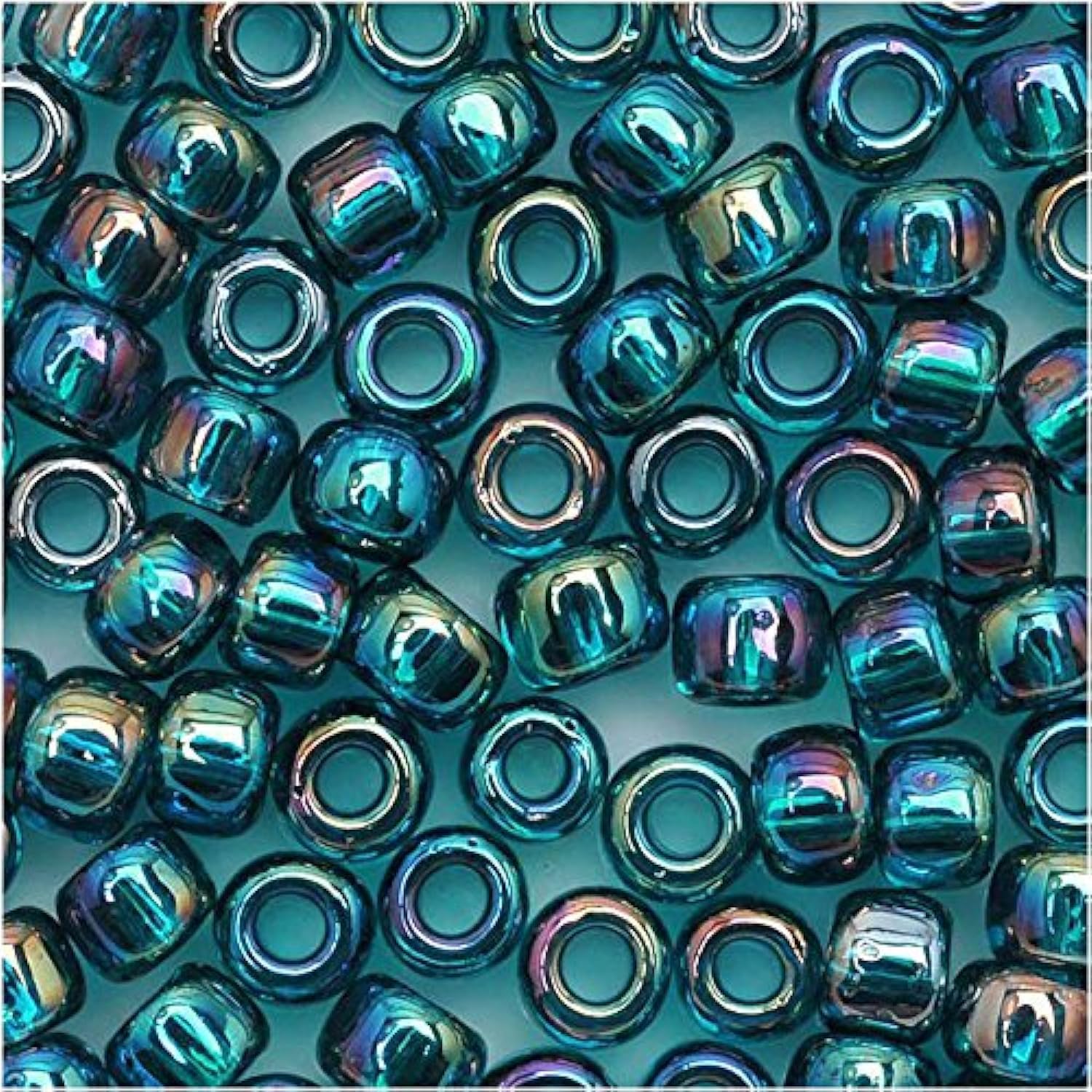 Toho Round Seed Beads 6/0#167BD 'Transparent Rainbow Teal' 8 Gram Tube