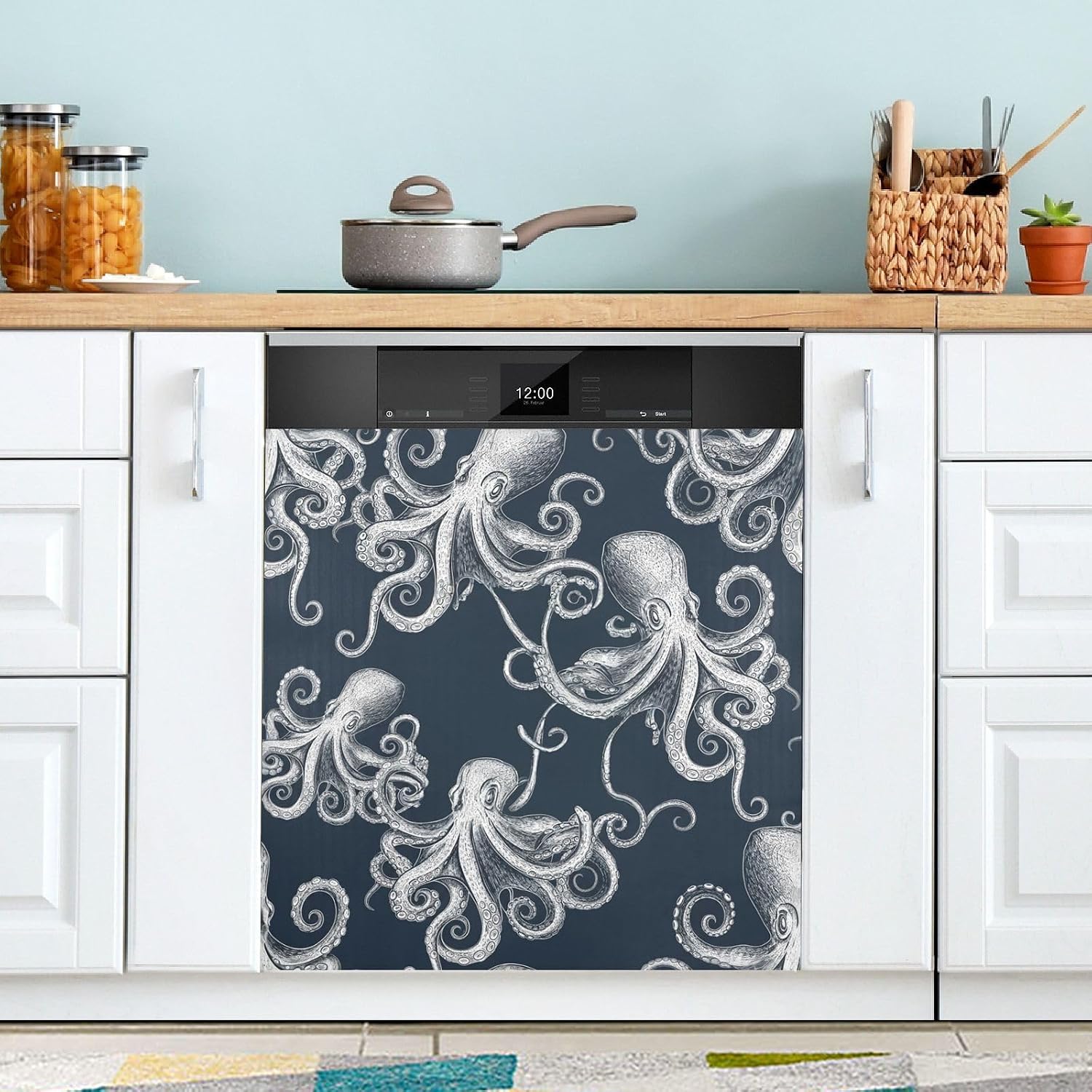 QUGRL Ice Cream Cone Strawberry Sprinkles Dishwasher Magnet Cover Front Door Decorative Refrigerator Covers Magnetic Sheet Sticker Wash Machine Fridge Panel Decal for Kitchen Appliance 23x26 in