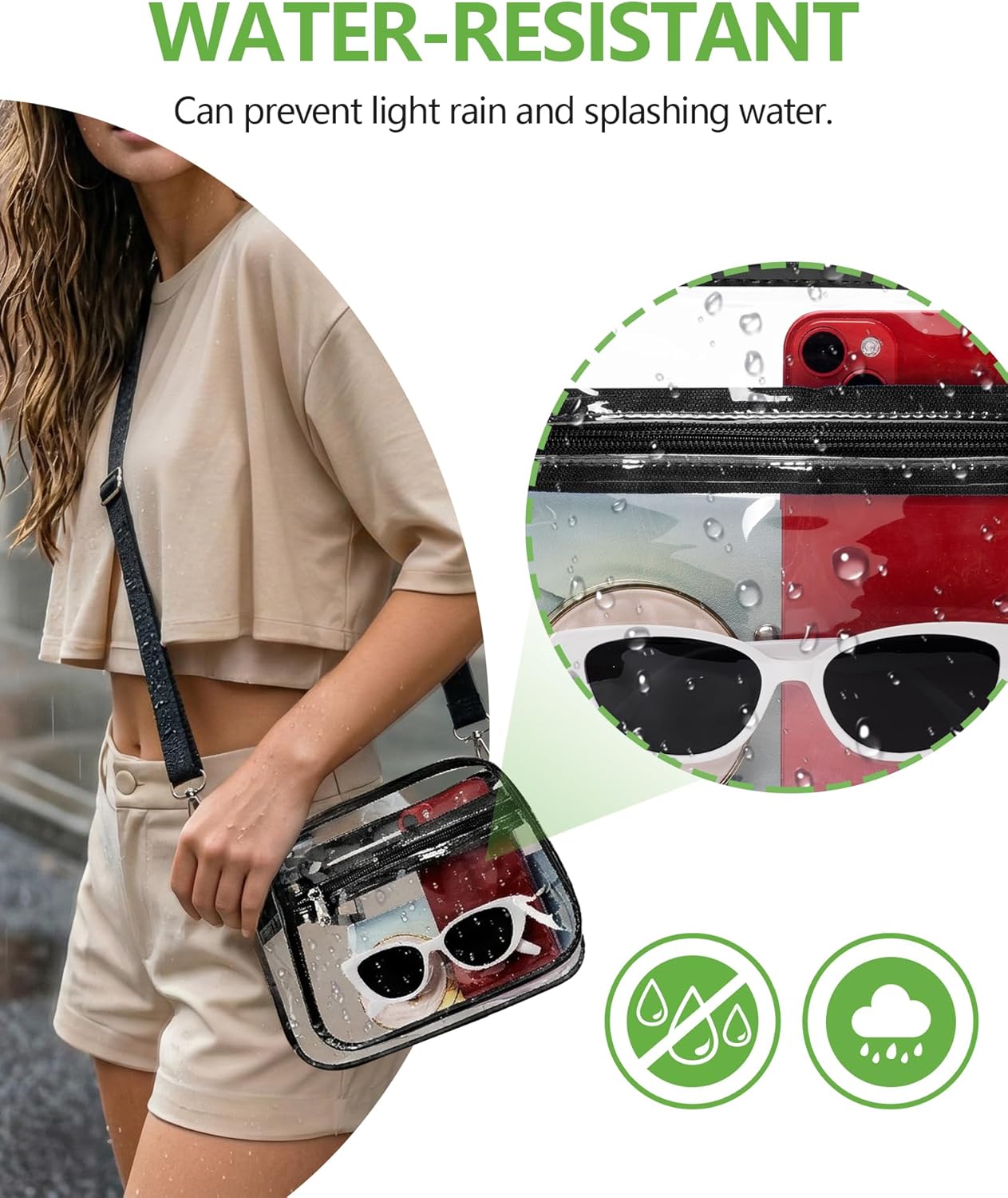 MAY TREE Clear Bag for Stadium Events Small Clear Sports Fan Handbags Purse Transparent Bag with Detachable Strap for Concert