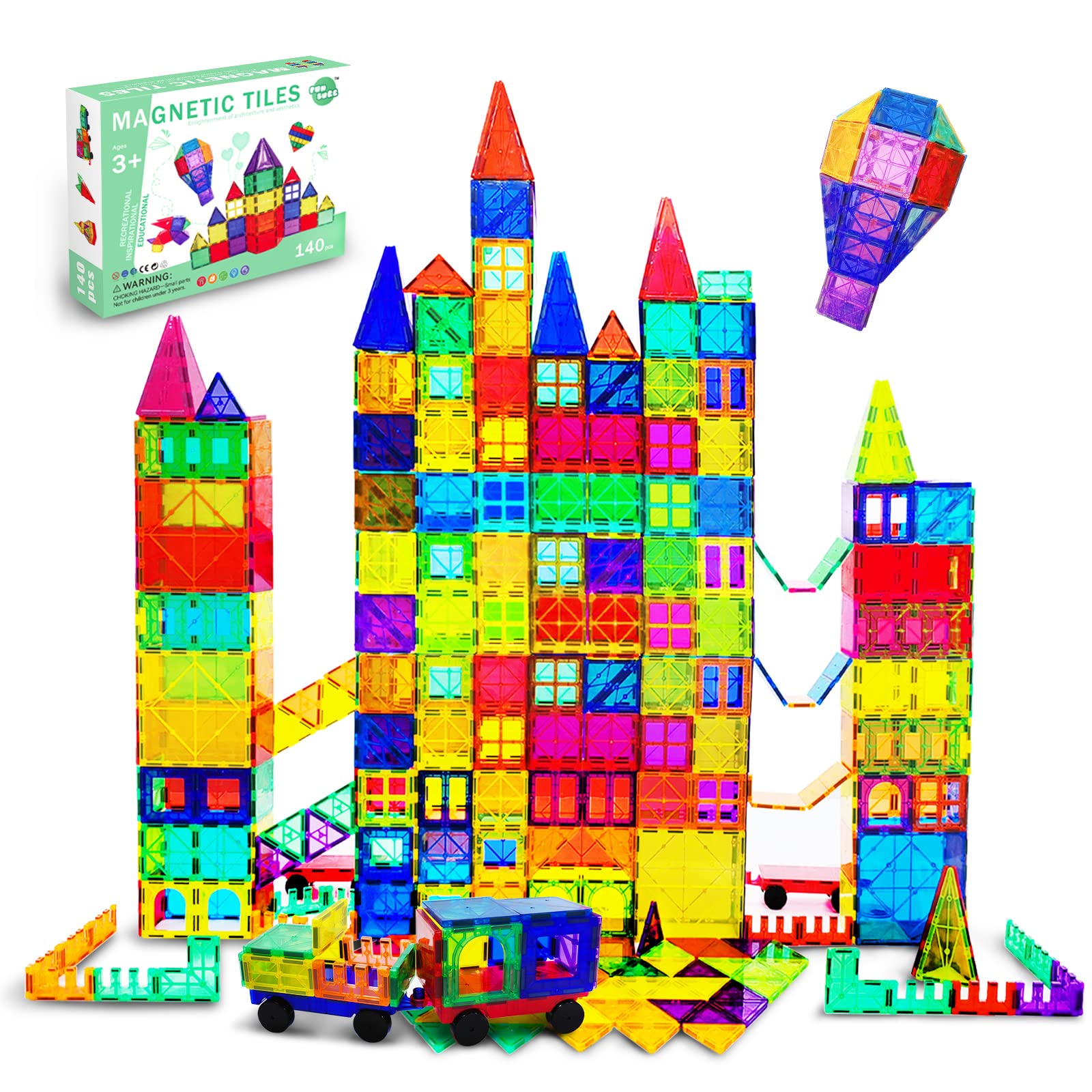 BUOAZR 84 Piezas Bloques Magnéticos – Construcciones 3D Transparentes Para Niños De 3 A 8 Años